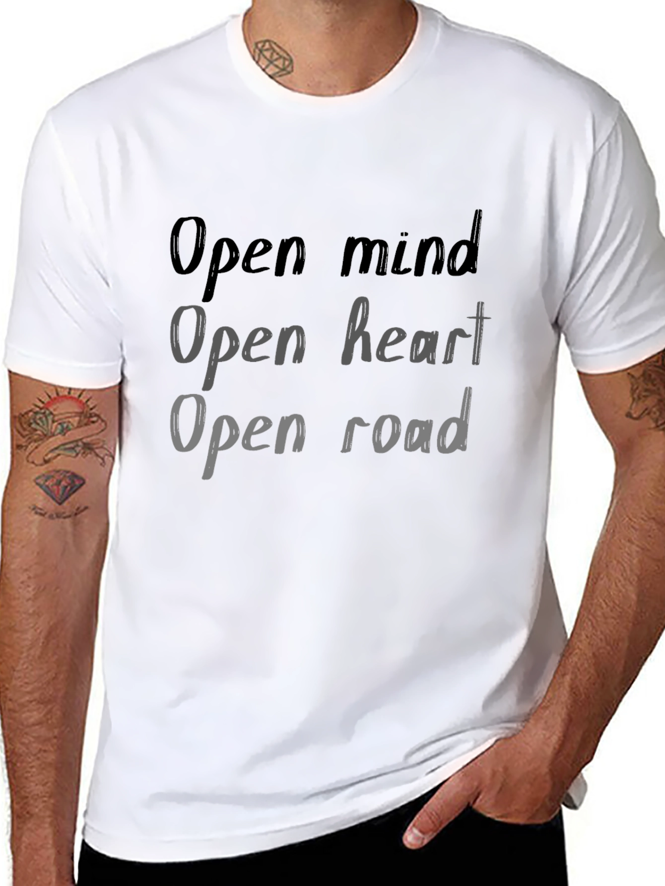 Open Mind Heart Road Graphic Tee - Black T-Shirt
