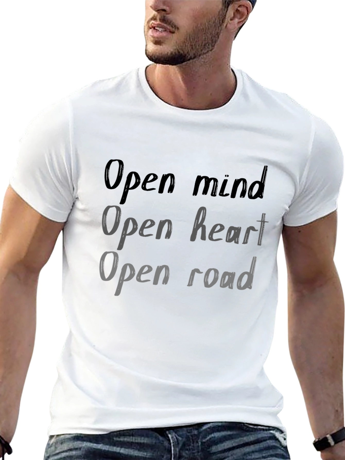 Open Mind Heart Road Graphic Tee - Black T-Shirt