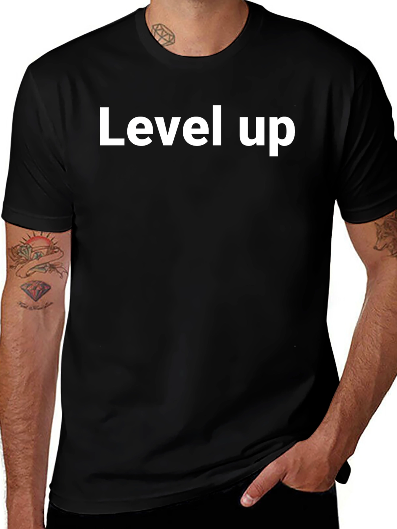 Level Up Graphic Tee - Black Cotton Casual Shirt