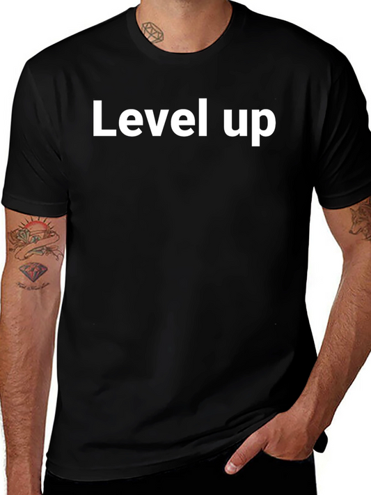 Level Up Graphic Tee - Black Cotton Casual Shirt