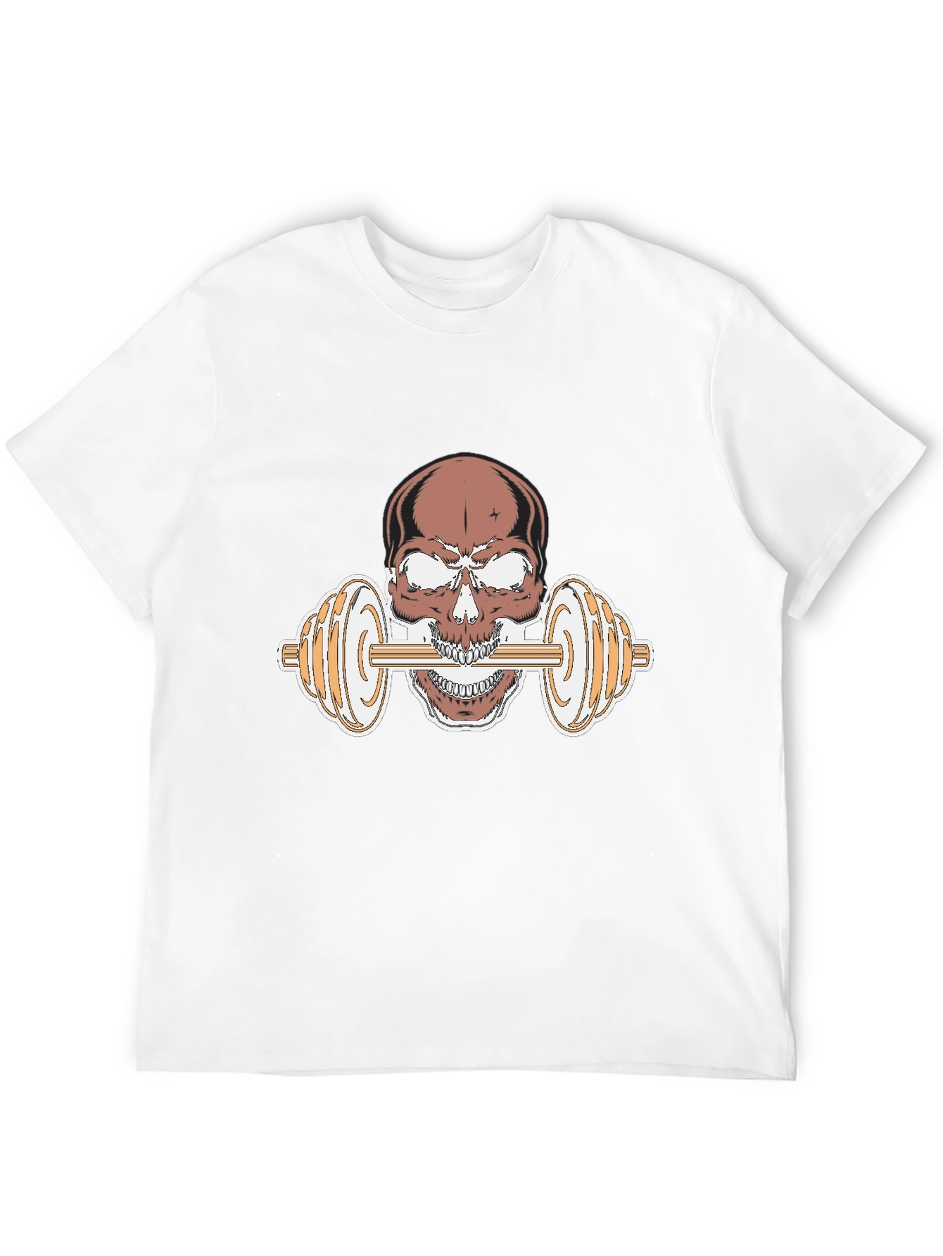 Skull Dumbbell Graphic Tee - Black Cotton T-Shirt