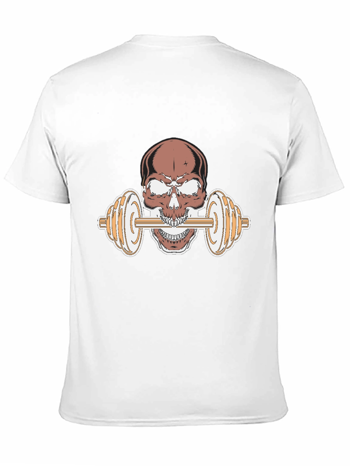 Skull Dumbbell Graphic Tee - Black Cotton T-Shirt