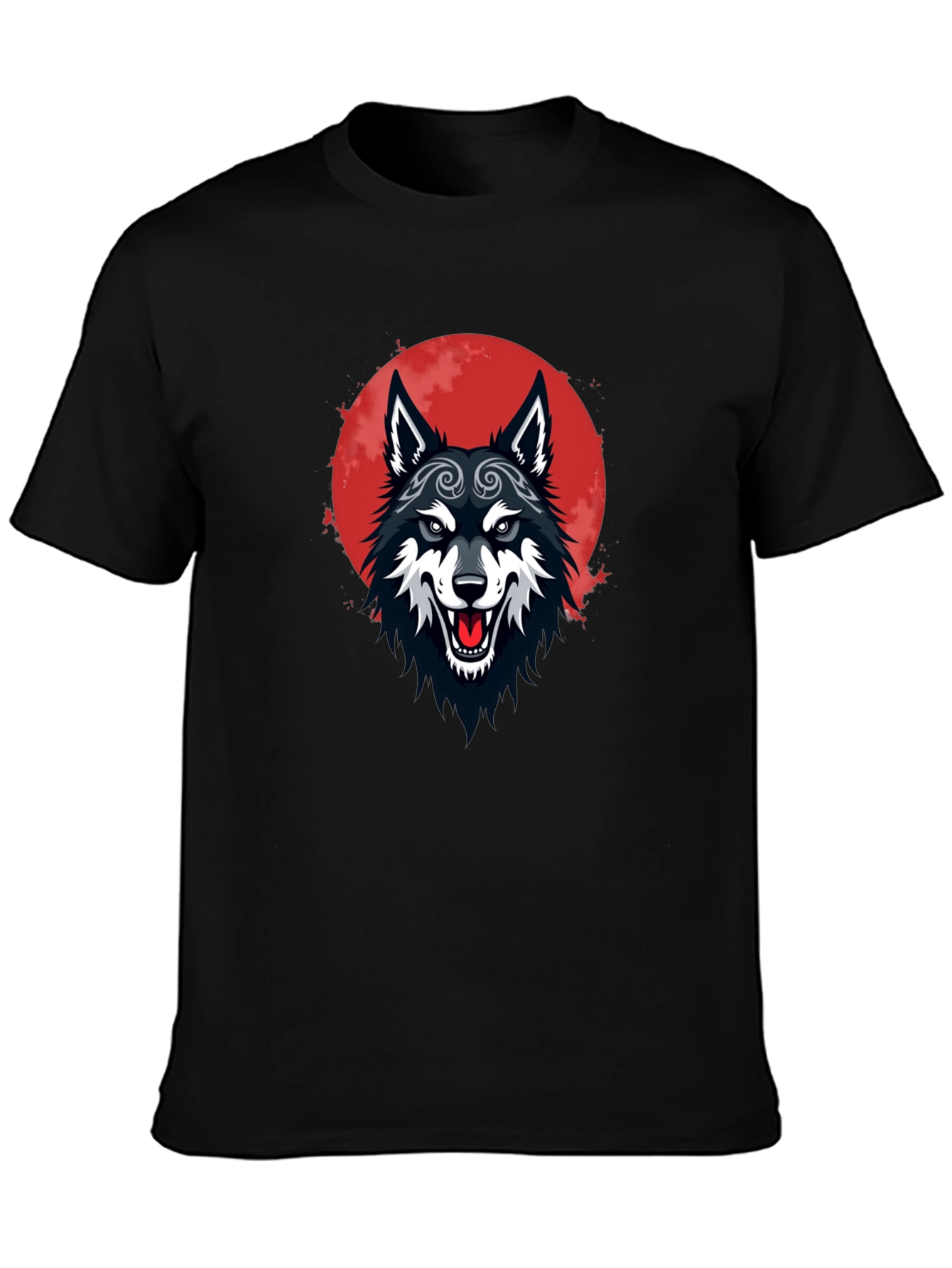 Black Wolf Moon Graphic Tee - Mens Cotton T-Shirt