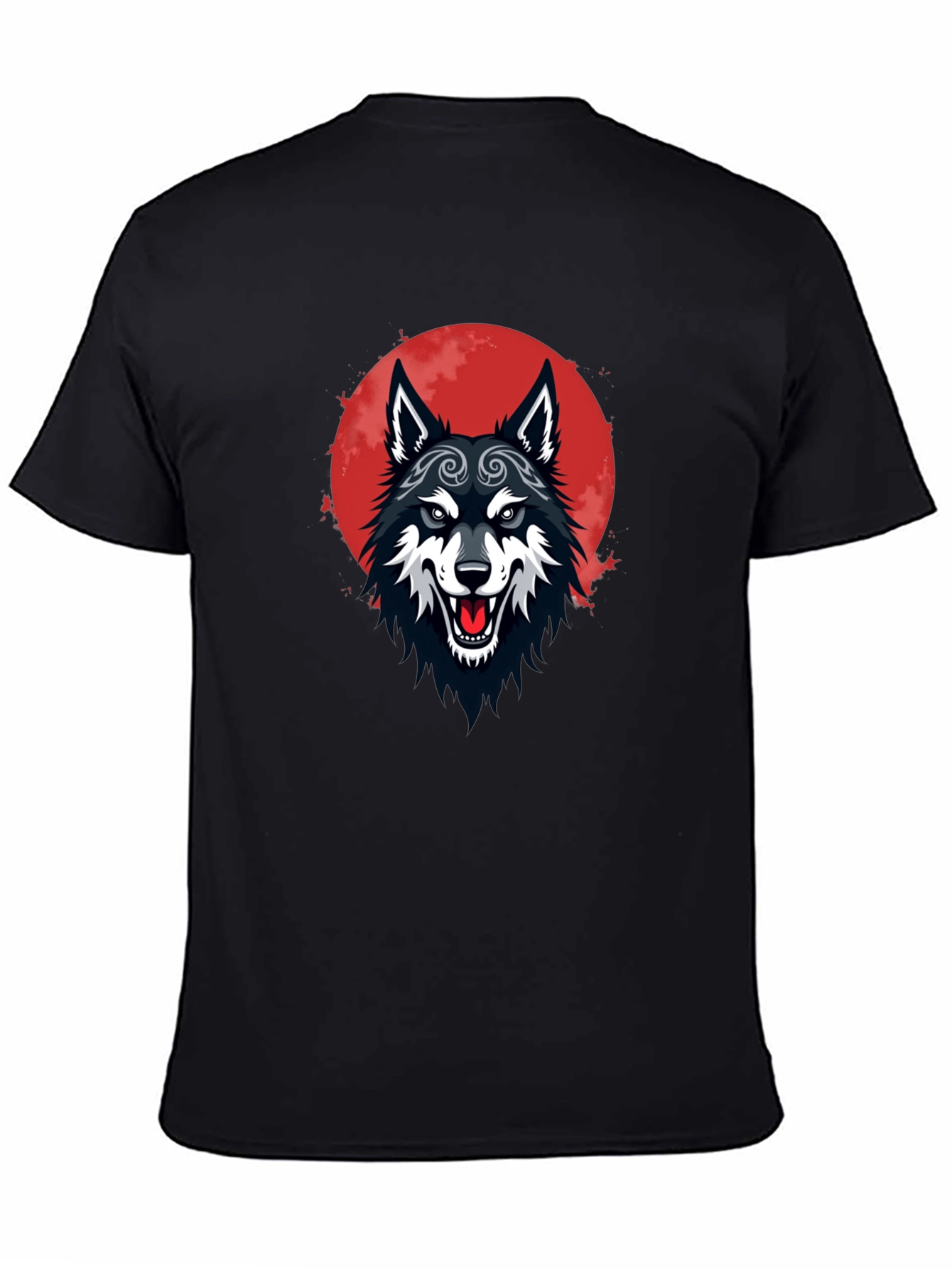 Black Wolf Moon Graphic Tee - Mens Cotton T-Shirt