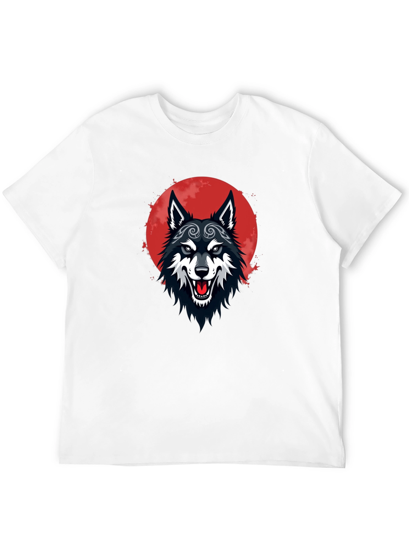 Black Wolf Moon Graphic Tee - Mens Cotton T-Shirt