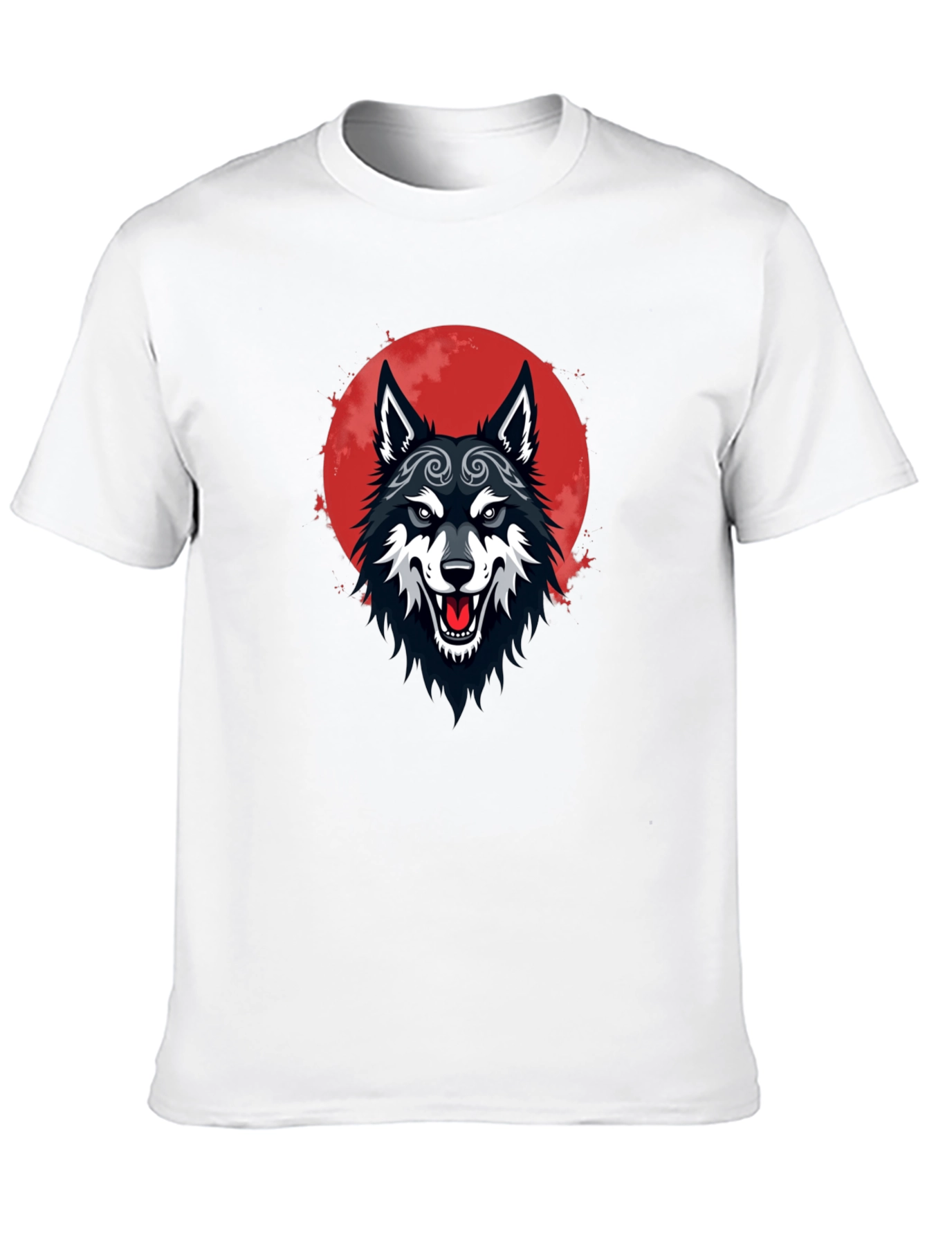 Black Wolf Moon Graphic Tee - Mens Cotton T-Shirt
