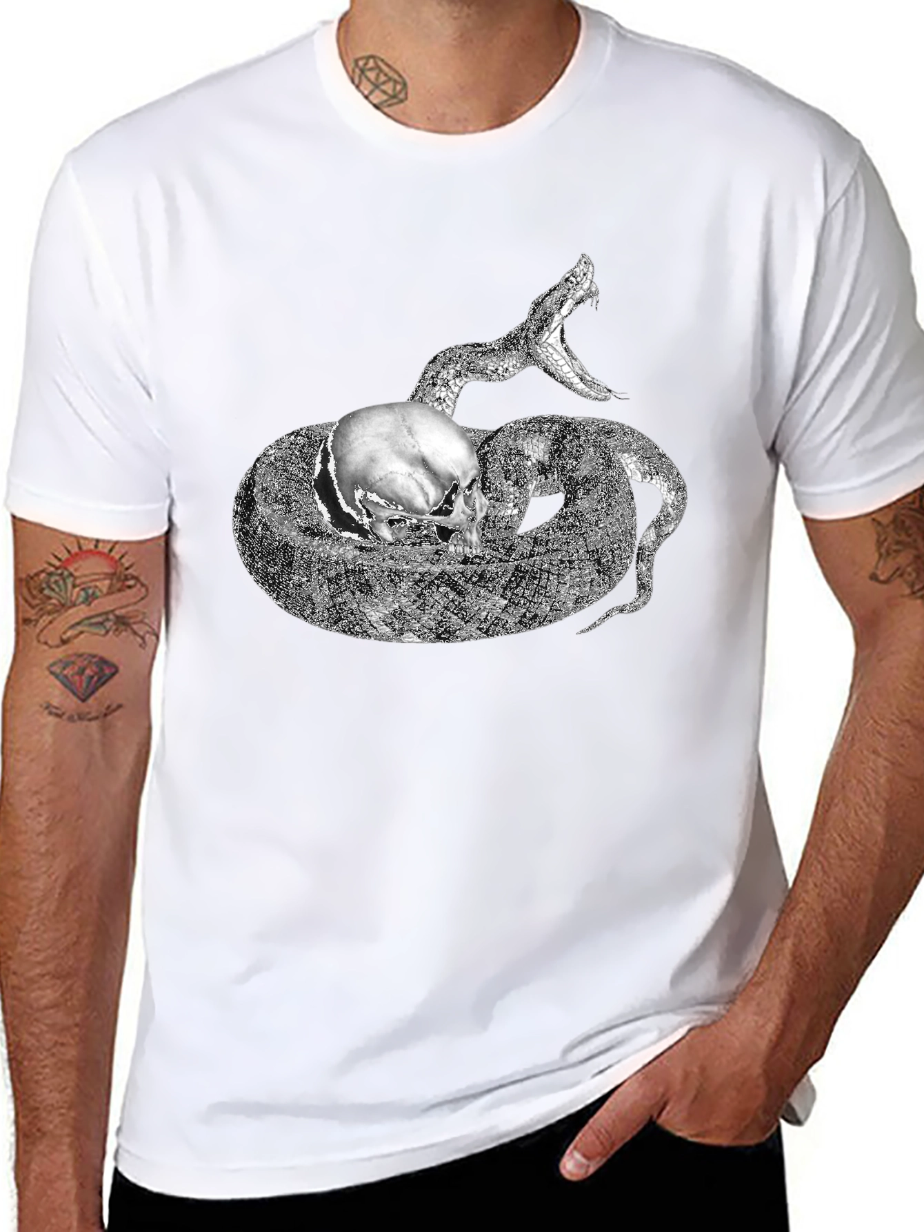 Skull and Snake Graphic Black T-Shirt