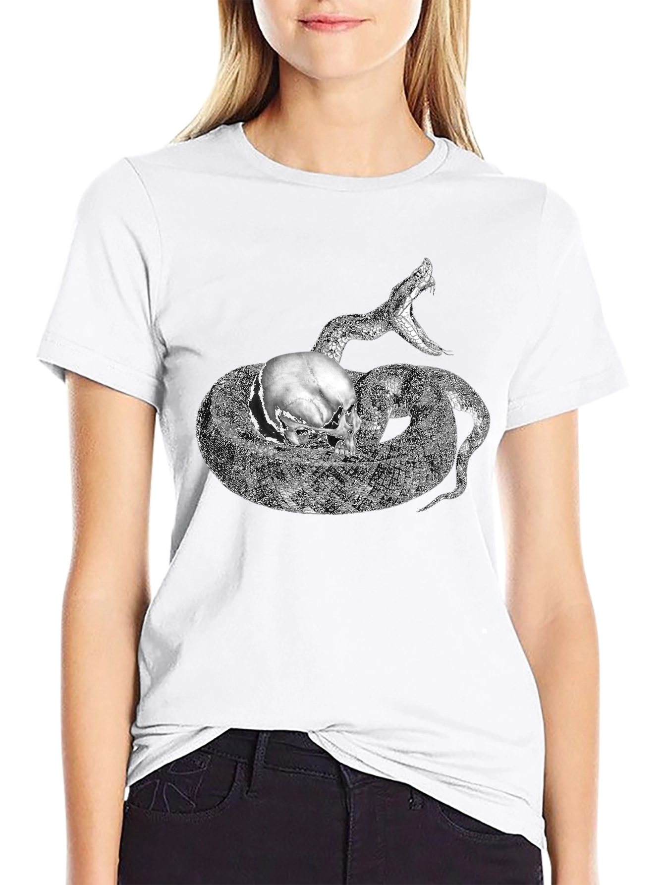 Skull and Snake Graphic Black T-Shirt