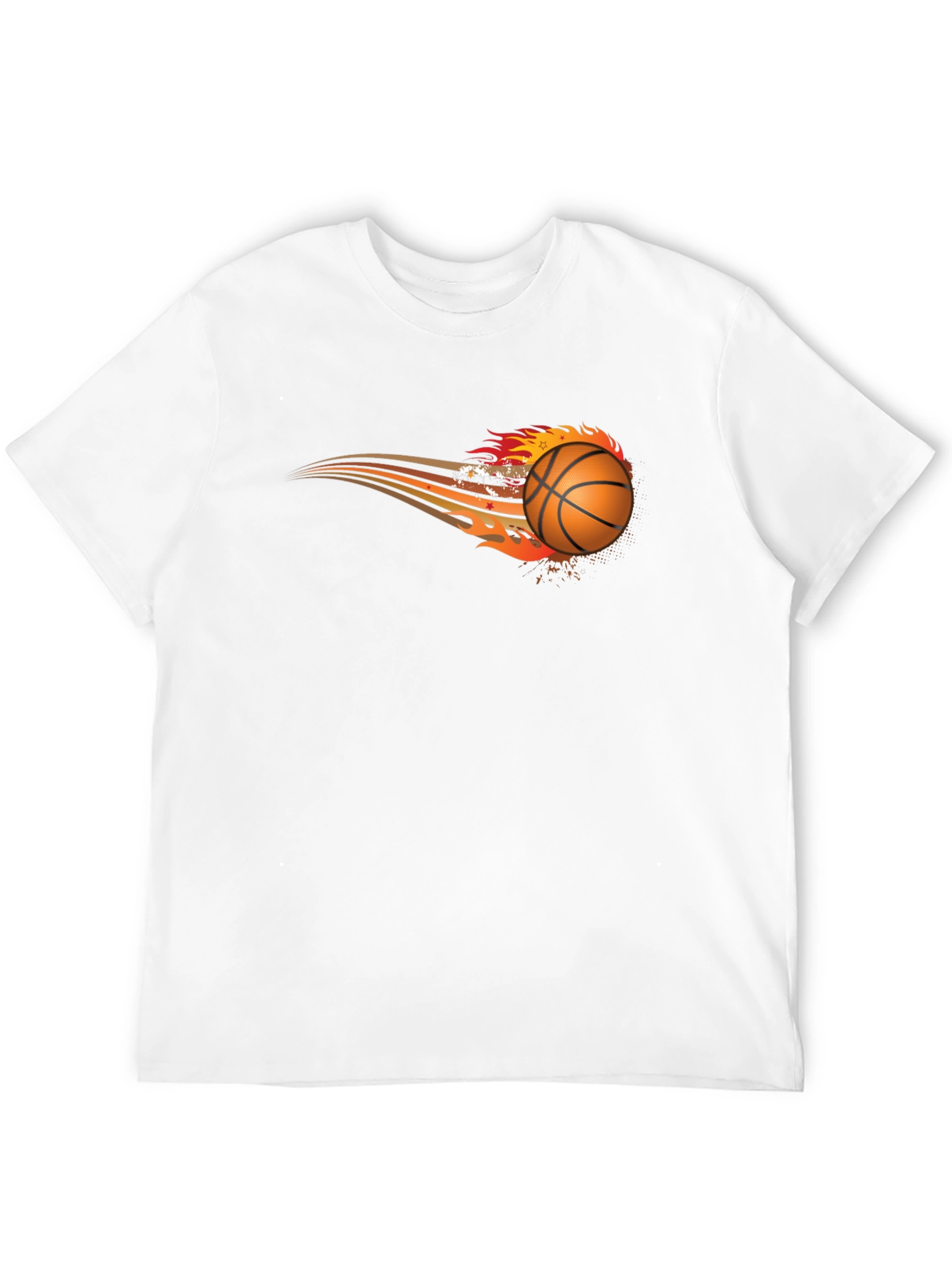 Flaming Basketball Graphic Tee - Black