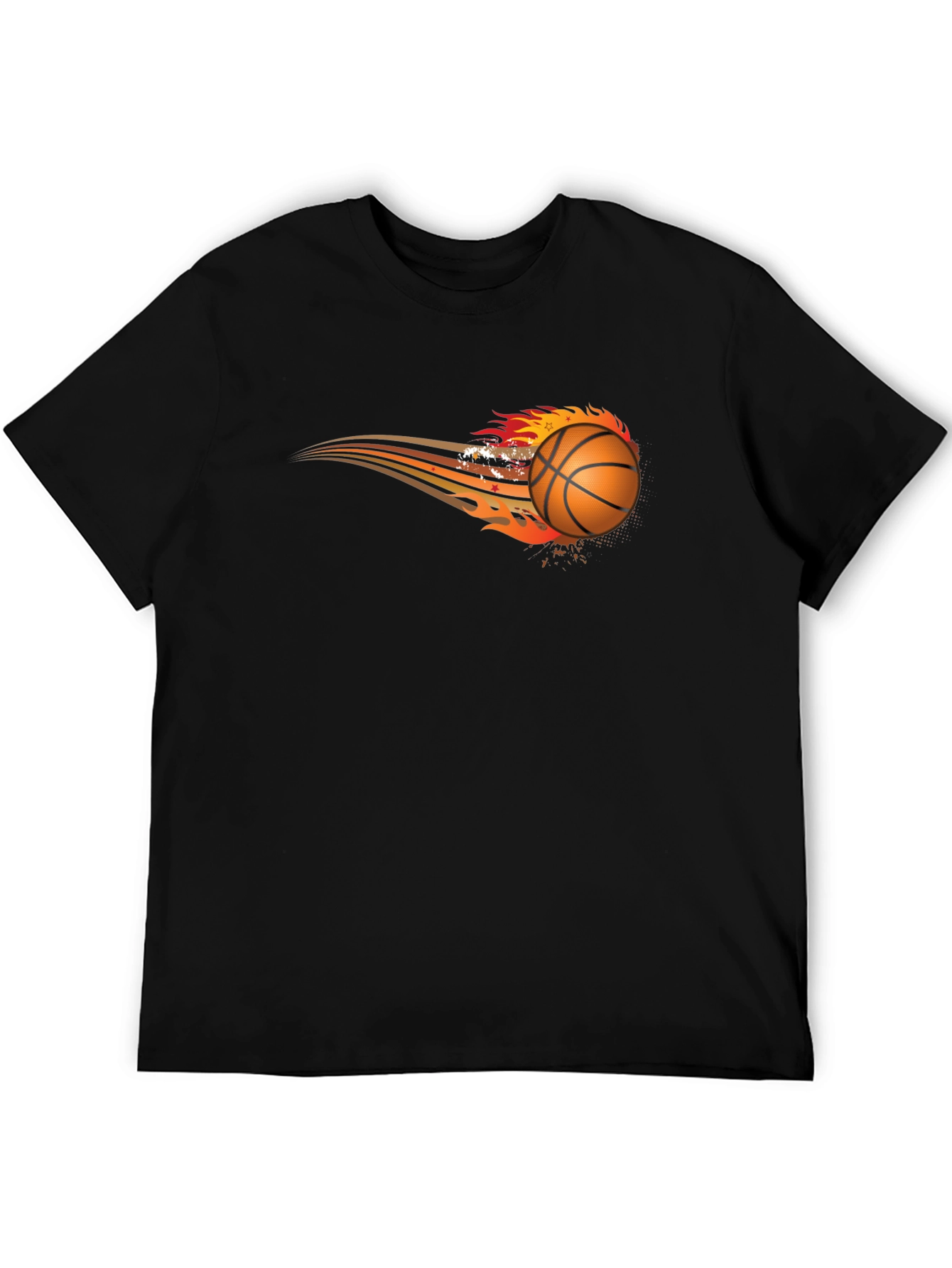 Flaming Basketball Graphic Tee - Black