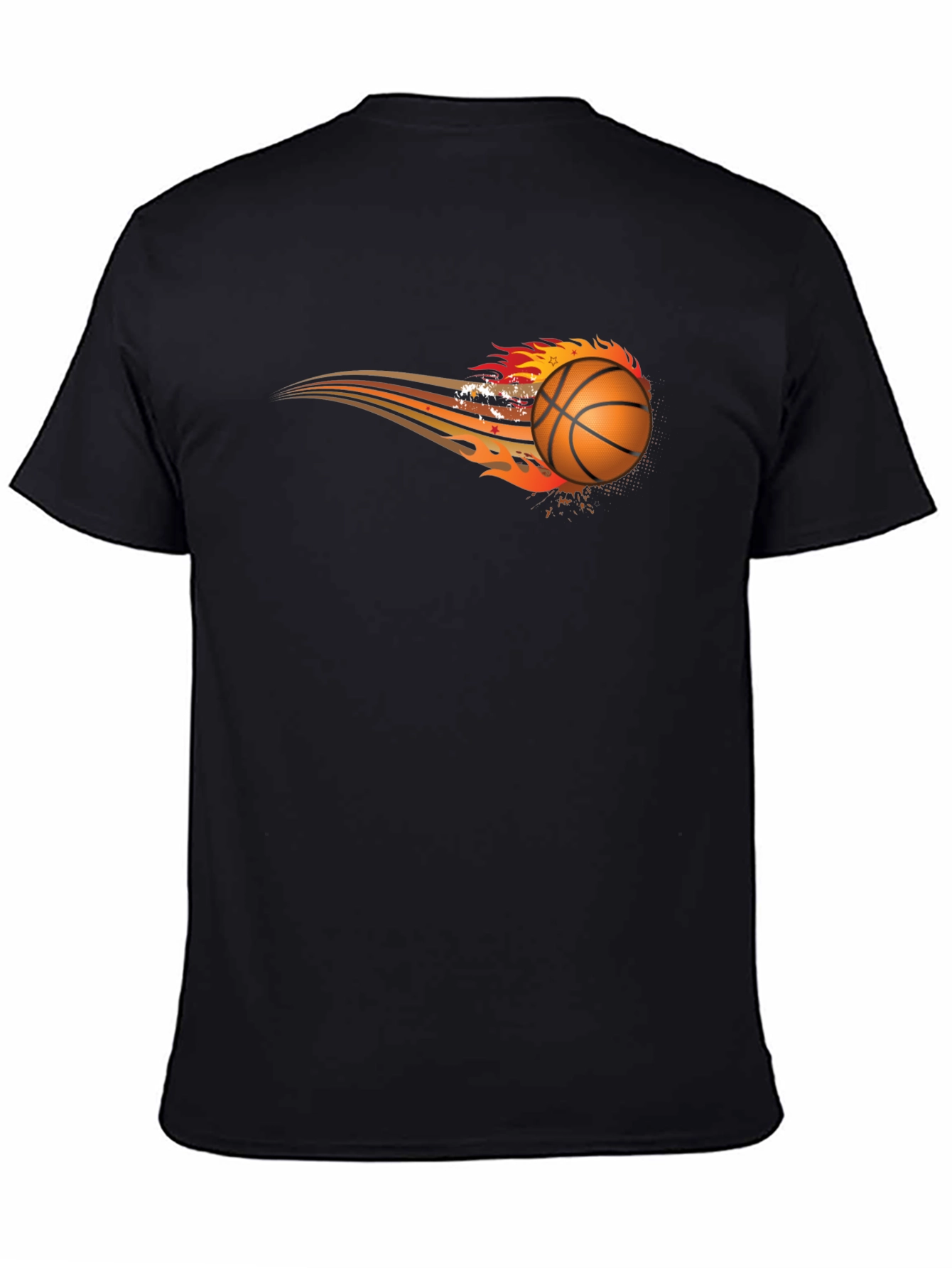 Flaming Basketball Graphic Tee - Black