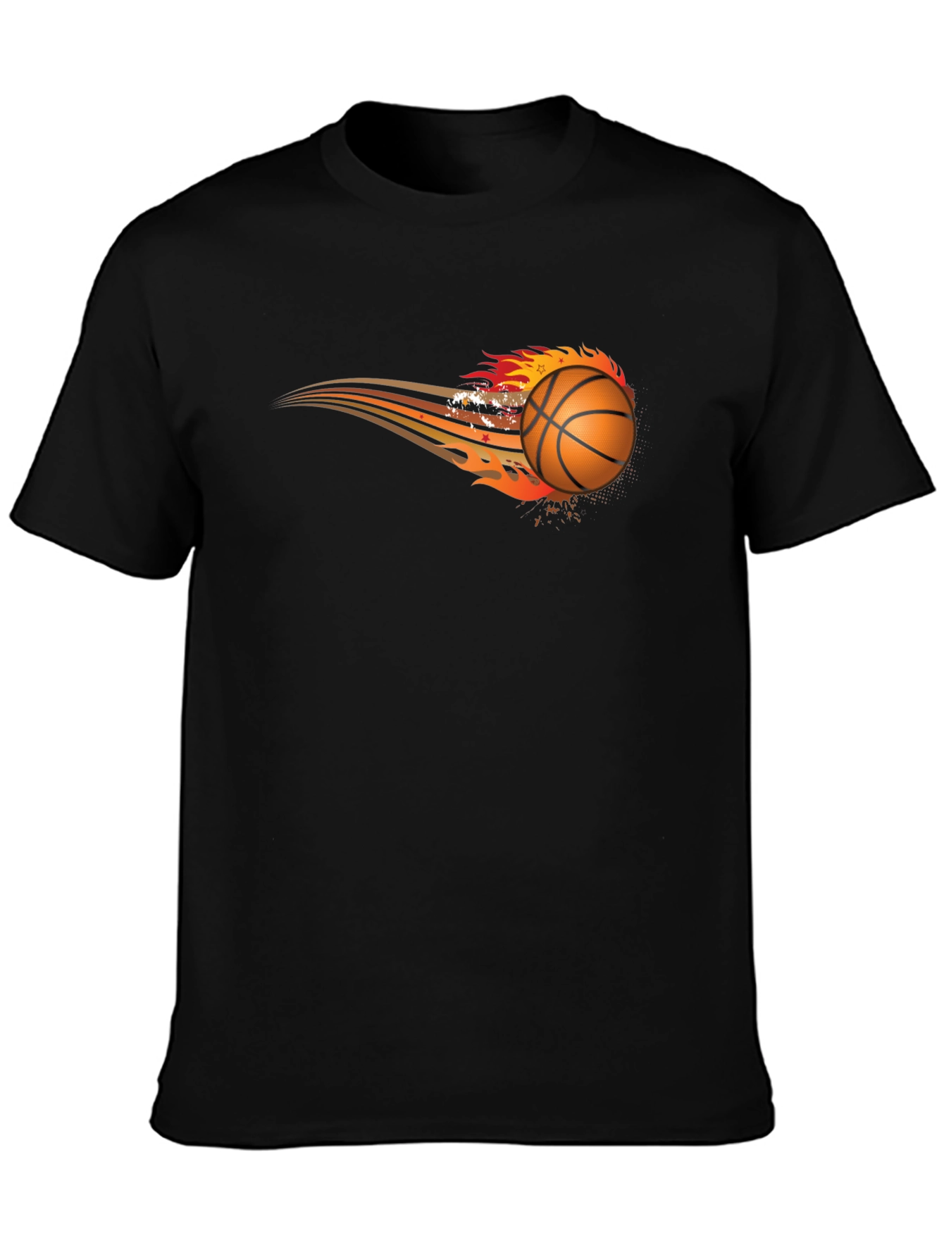Flaming Basketball Graphic Tee - Black