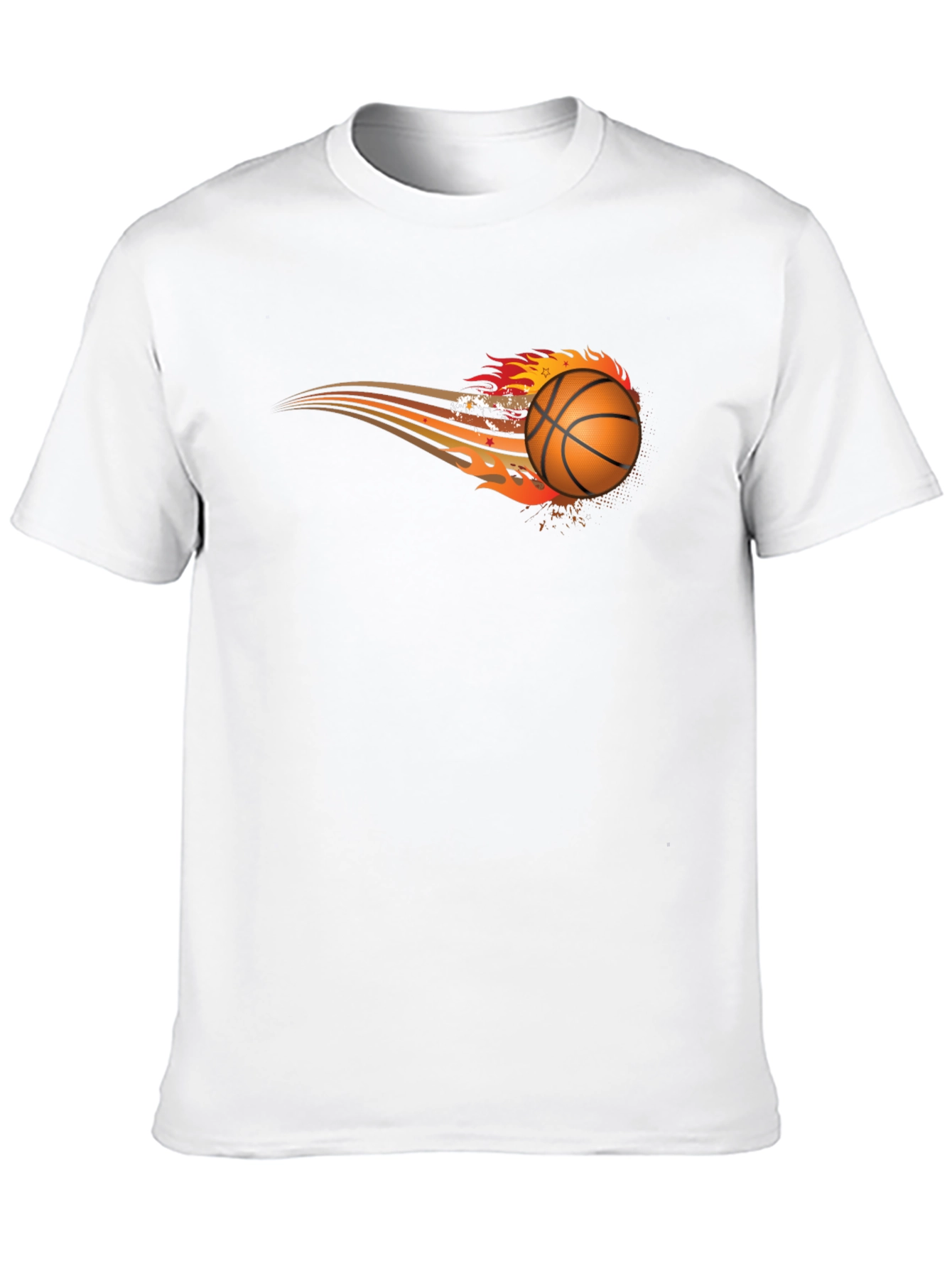 Flaming Basketball Graphic Tee - Black