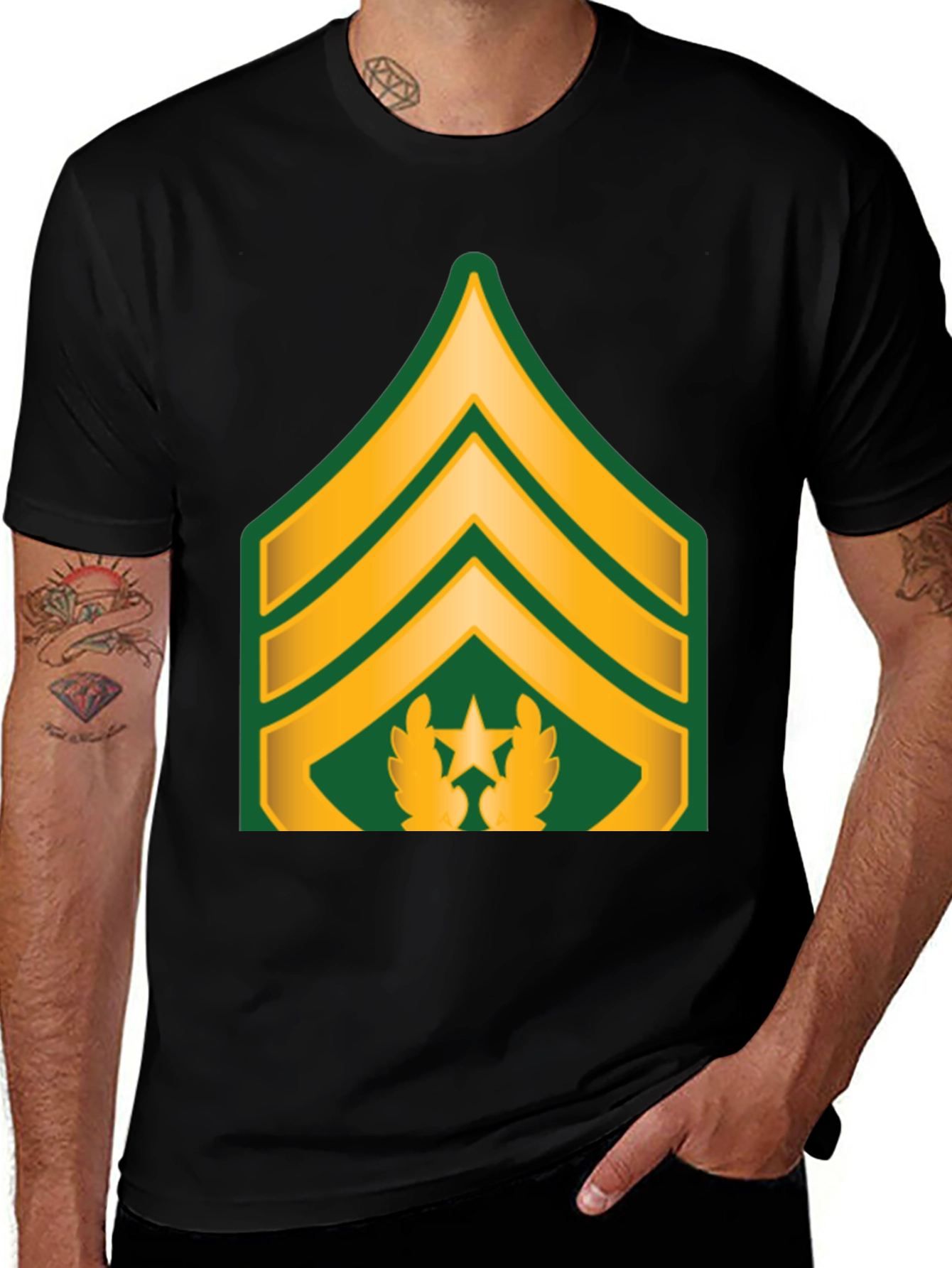 Sergeant Rank T-Shirt - Black Cotton Tee