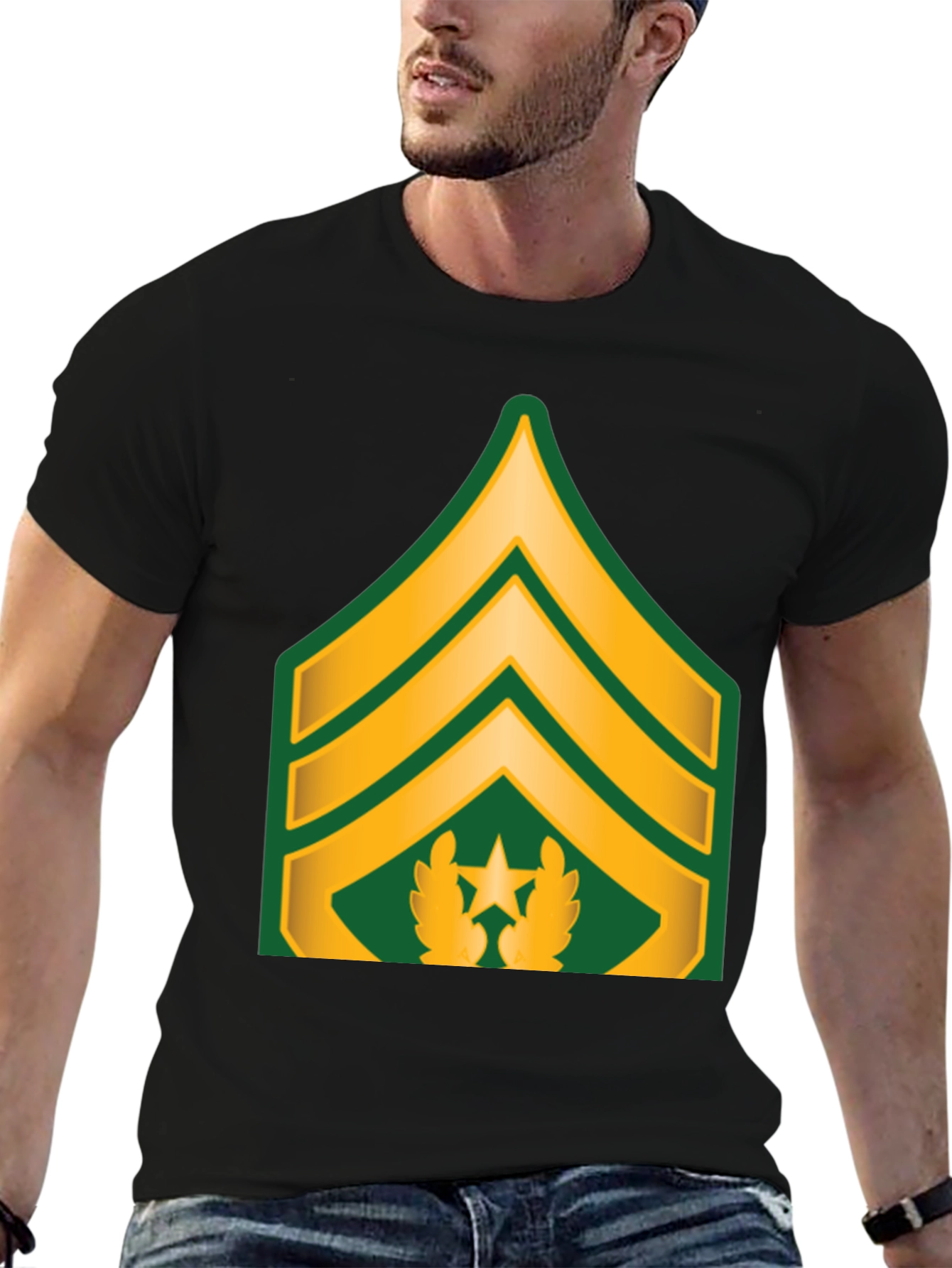 Sergeant Rank T-Shirt - Black Cotton Tee