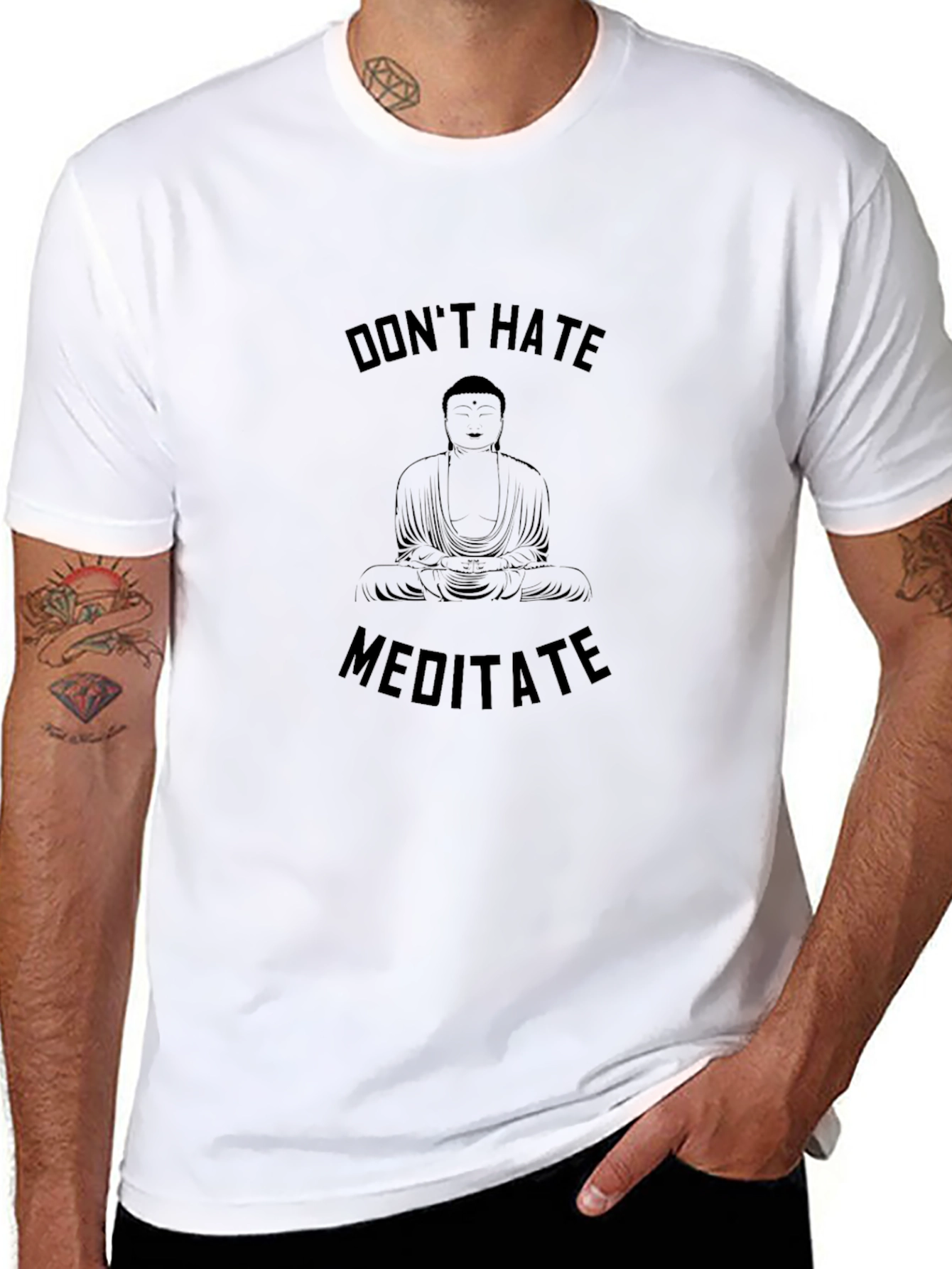 Dont Hate Meditate T-Shirt - Zen Buddha Graphic Tee