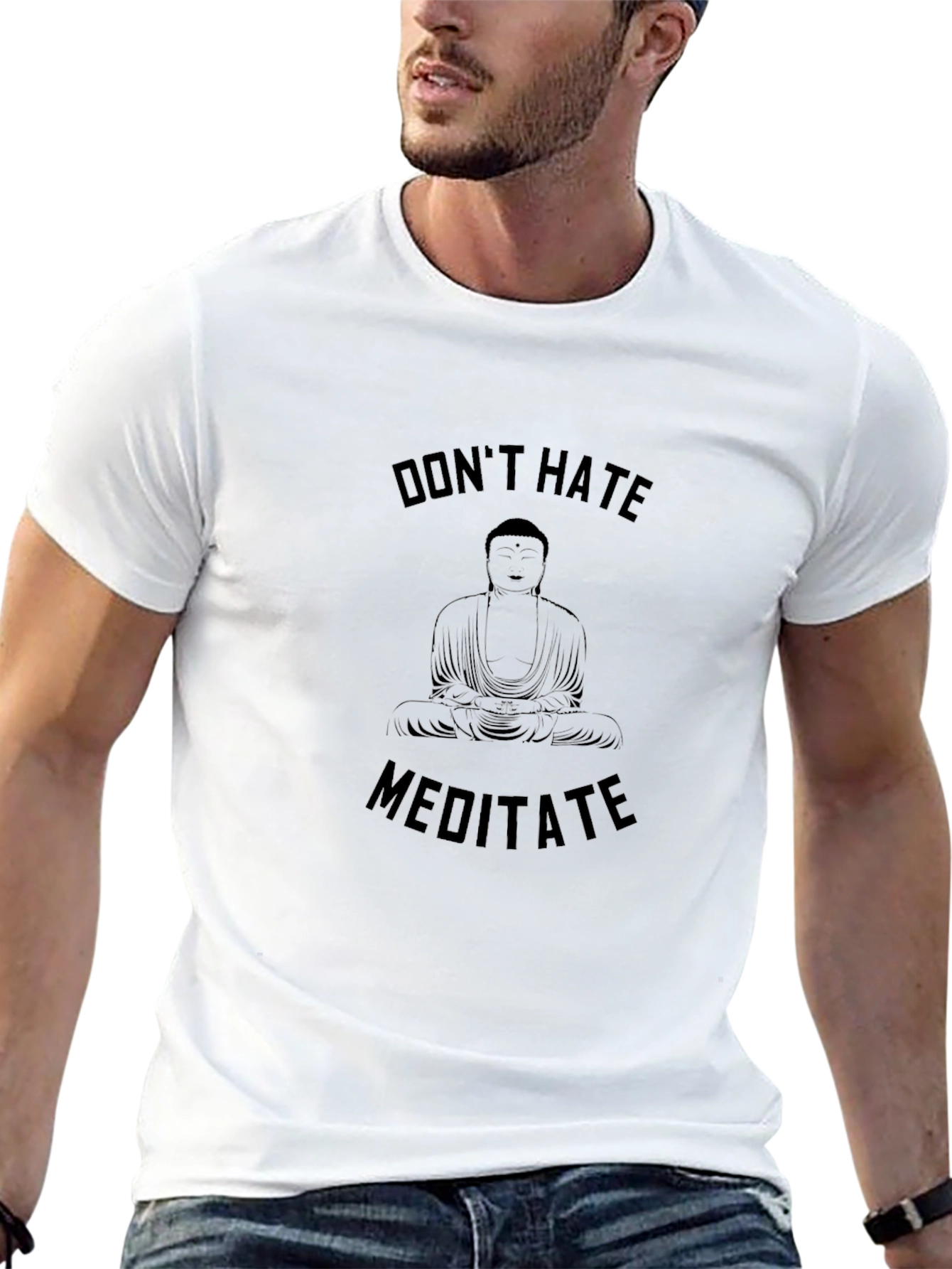 Dont Hate Meditate T-Shirt - Zen Buddha Graphic Tee