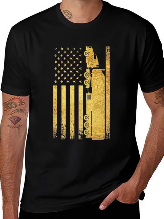 Trucker USA Flag Graphic T-Shirt - Black