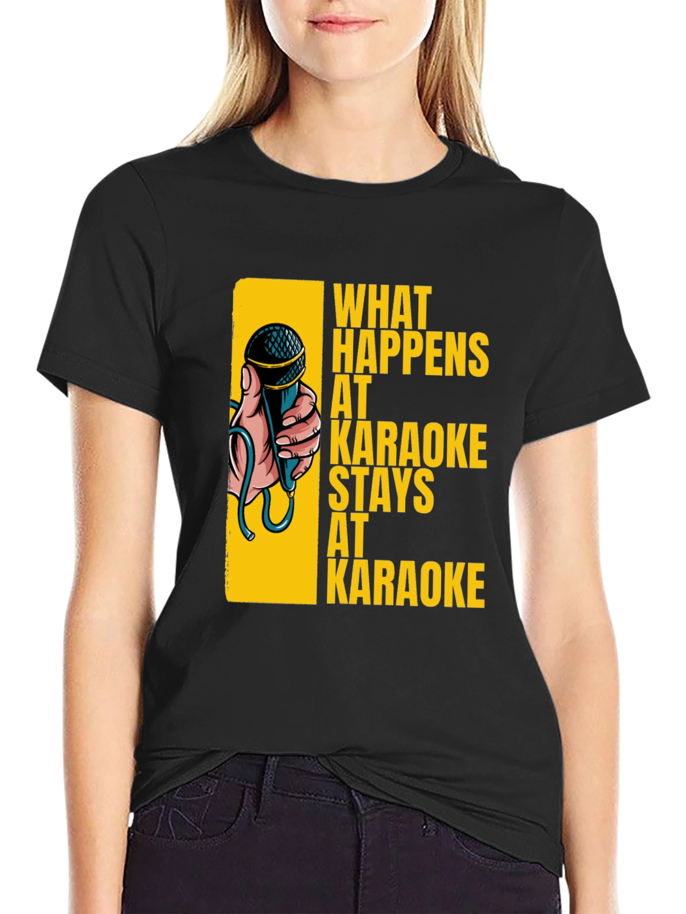 Karaoke T-Shirt: What Happens at Karaoke Stays at Karaoke