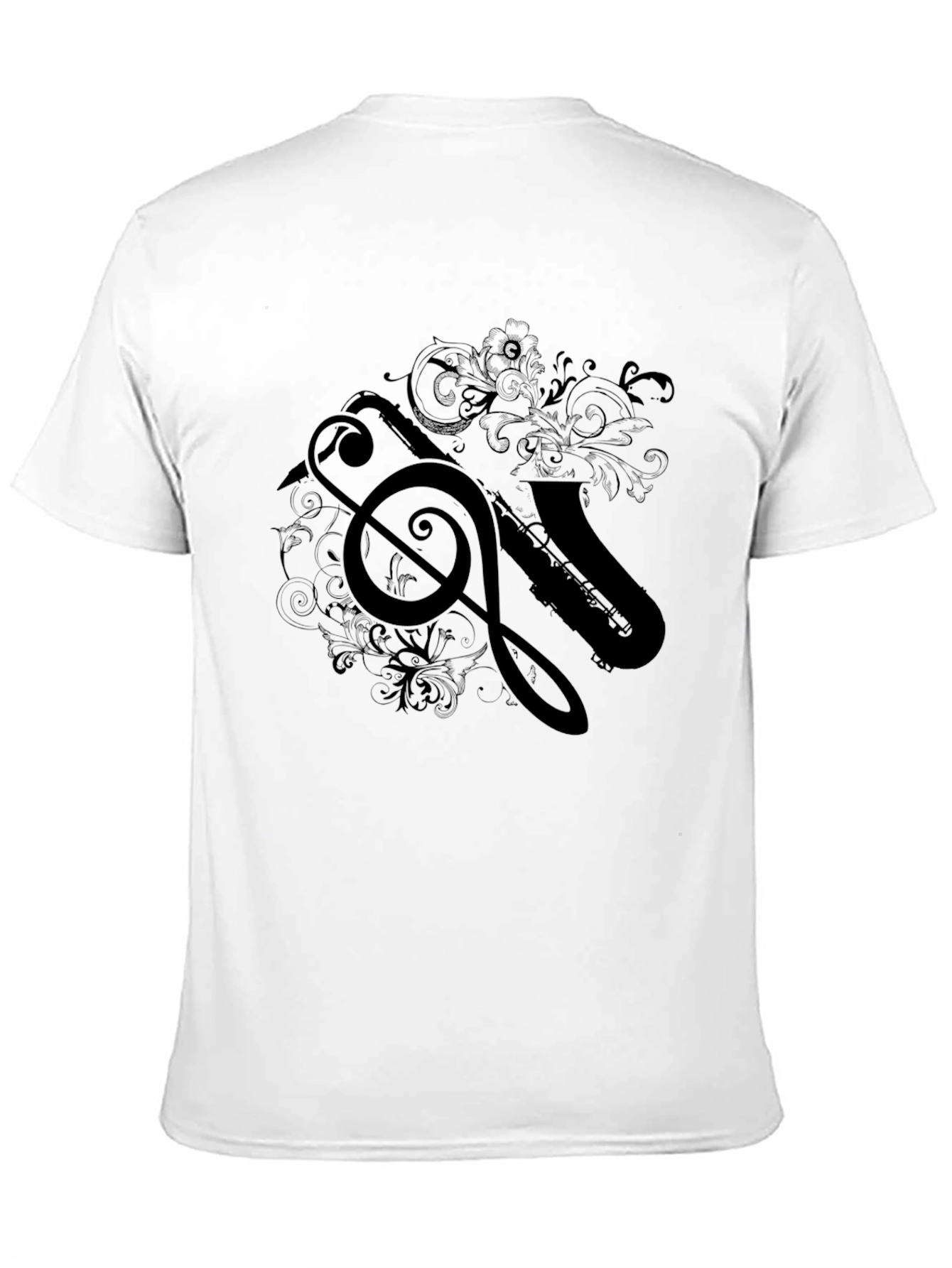 Saxophone Treble Clef Black T-Shirt