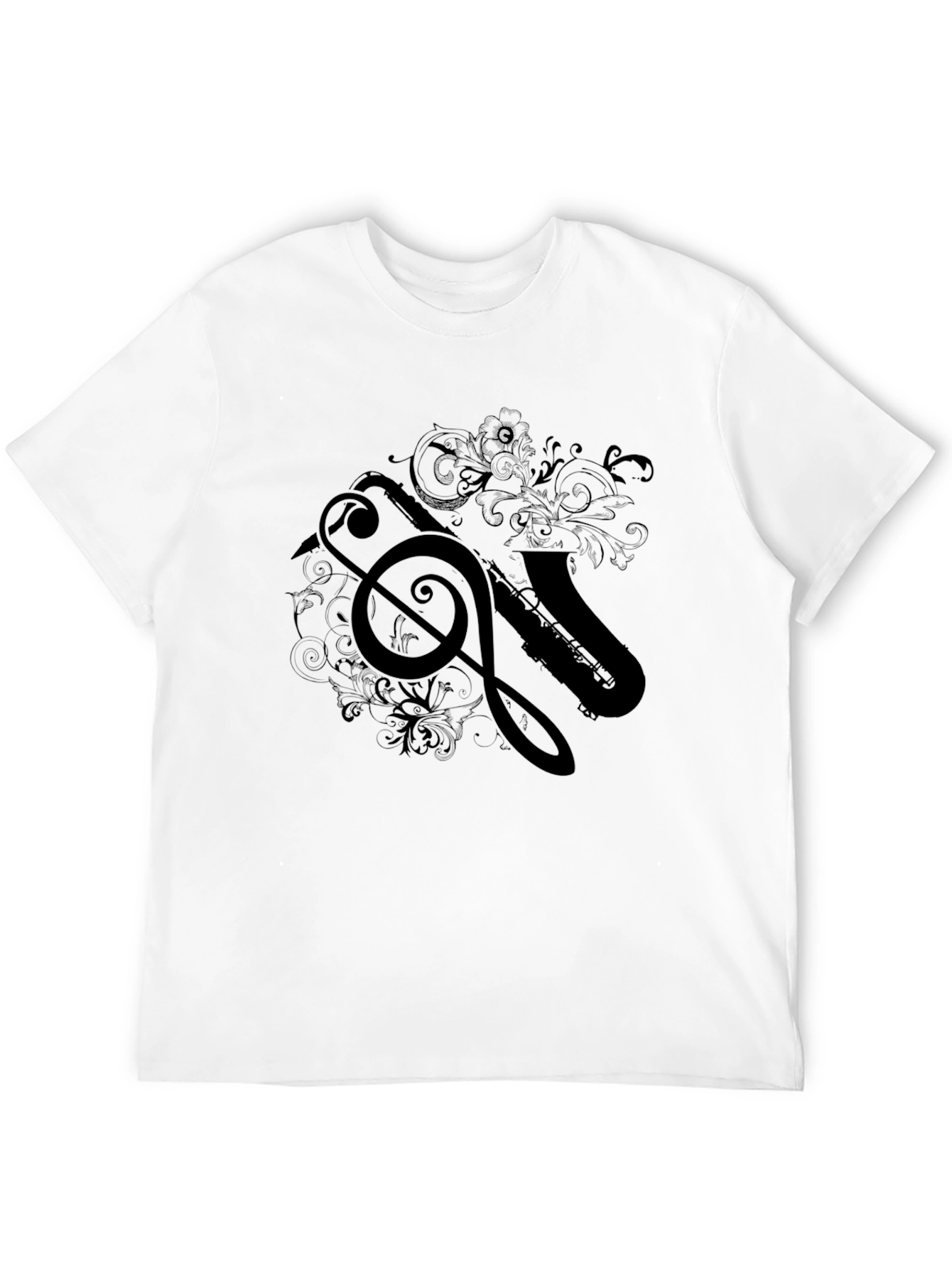 Saxophone Treble Clef Black T-Shirt