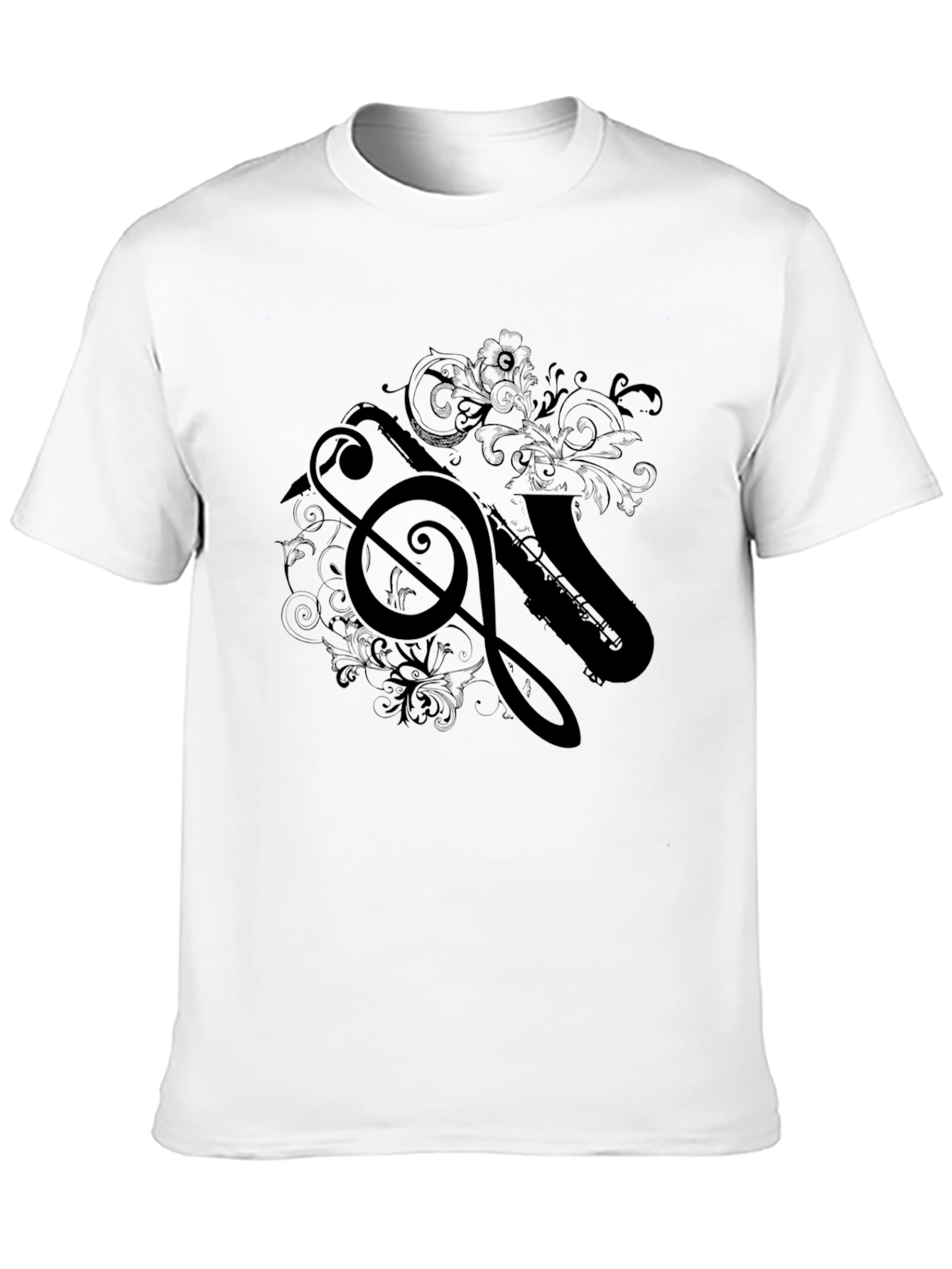 Saxophone Treble Clef Black T-Shirt