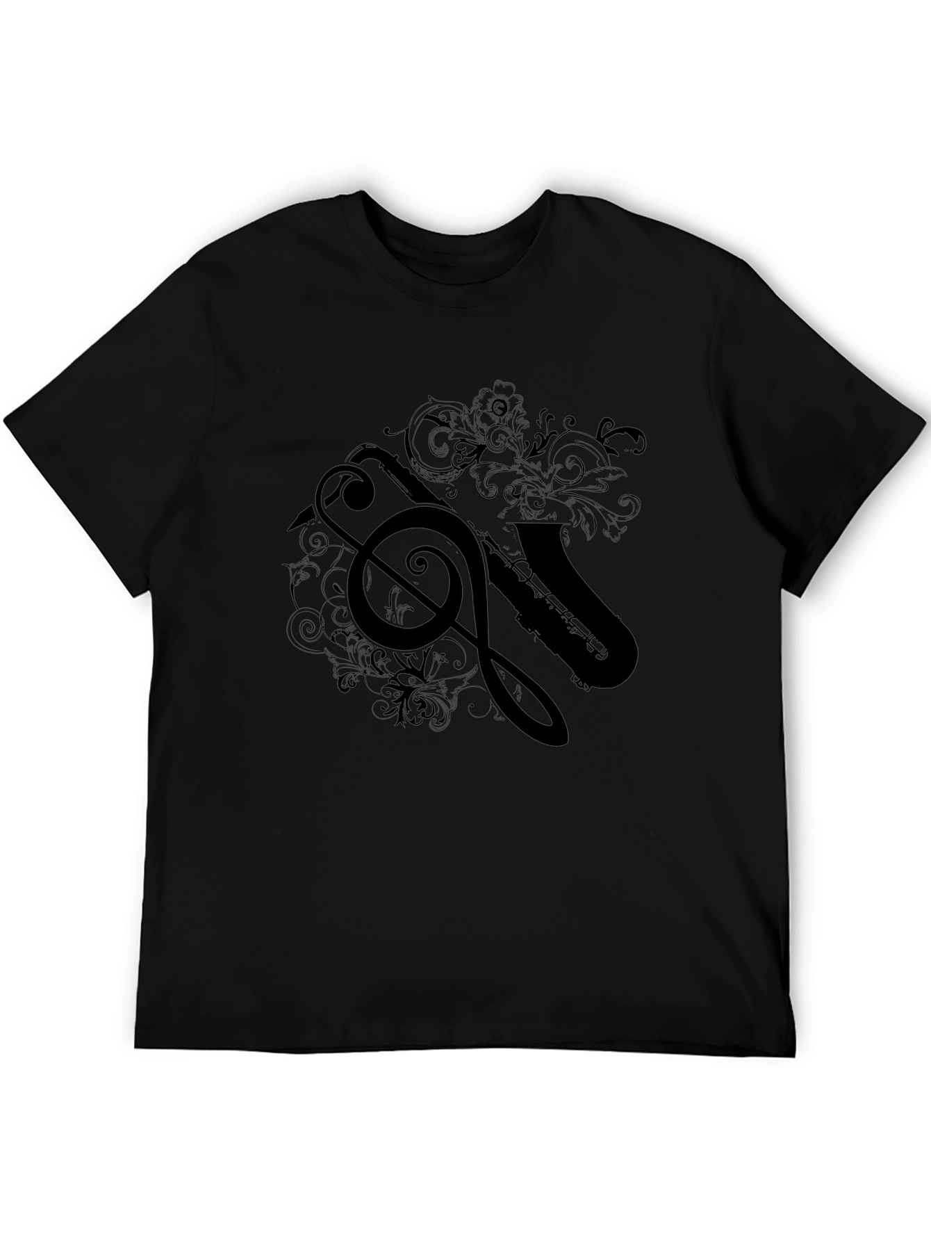 Saxophone Treble Clef Black T-Shirt