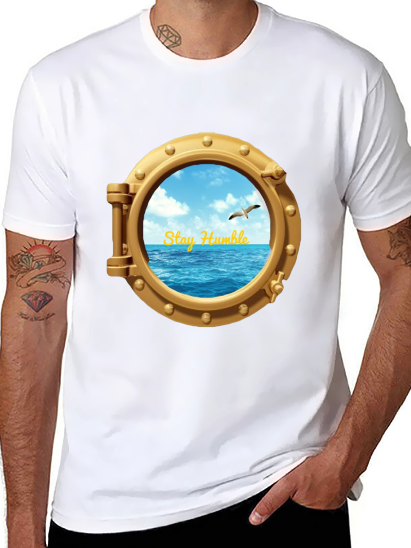 Stay Humble Porthole T-Shirt - Nautical Adventure Tee