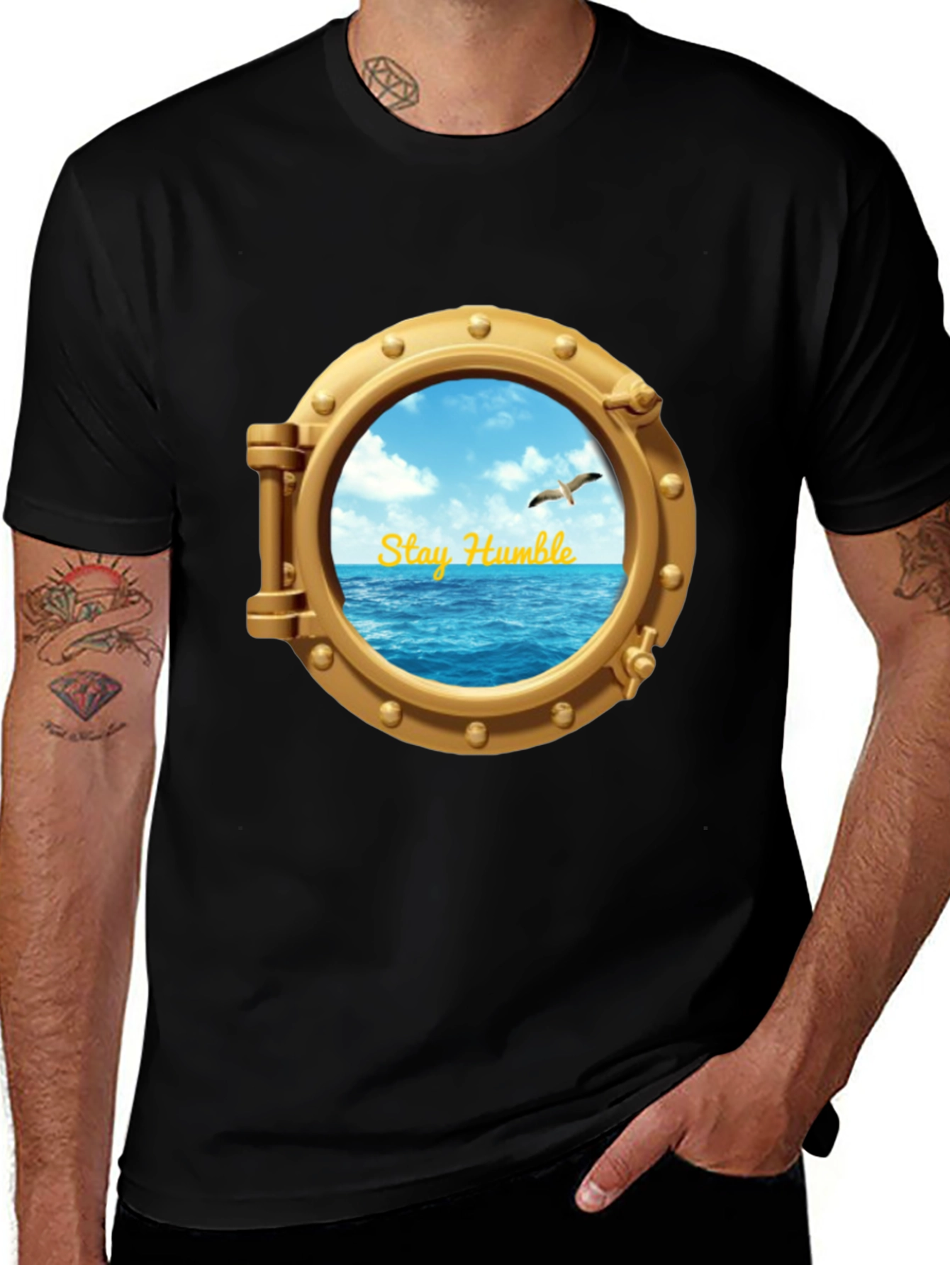 Stay Humble Porthole T-Shirt - Nautical Adventure Tee
