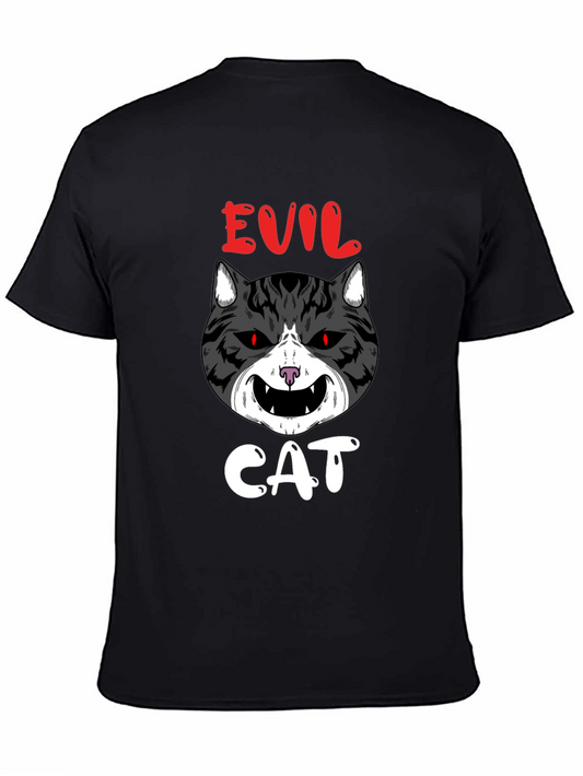Evil Cat Graphic T-Shirt - Black