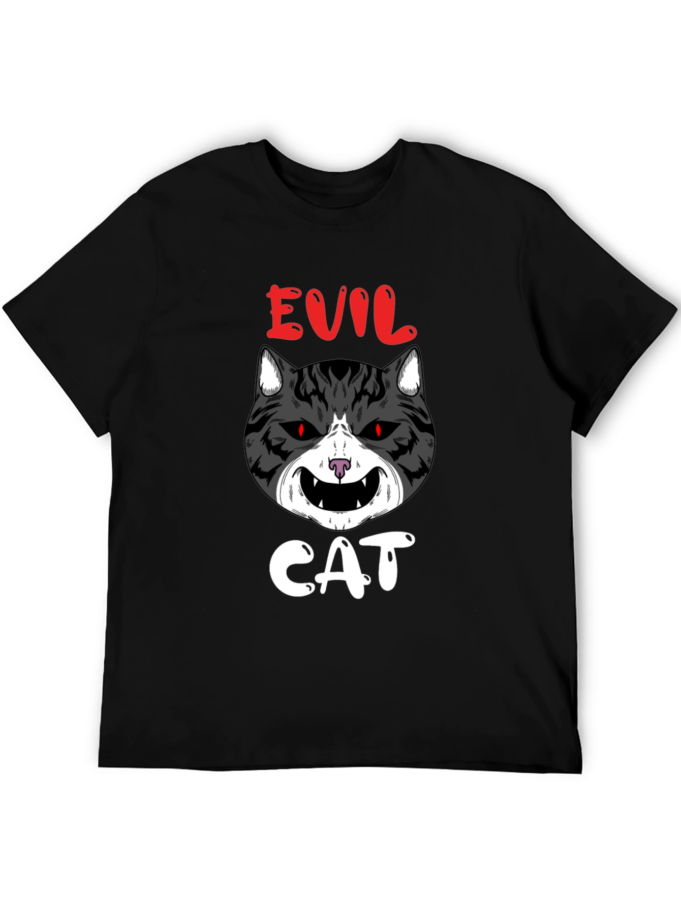 Evil Cat Graphic T-Shirt - Black