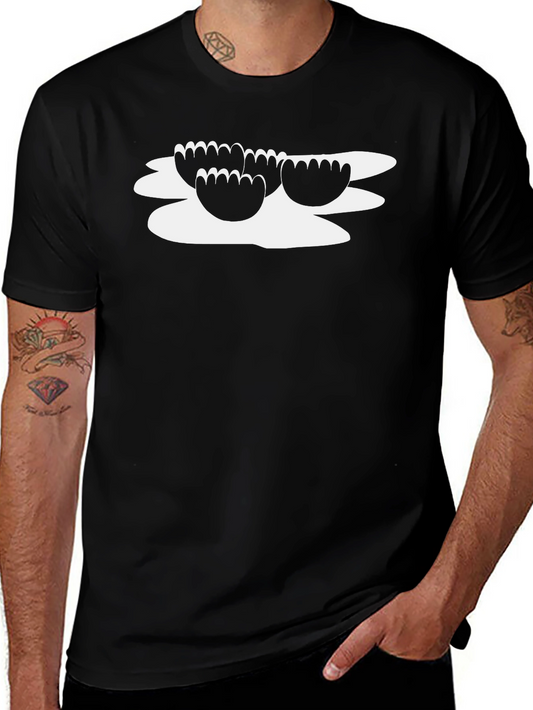 Black T-Shirt with Artistic Floral Design