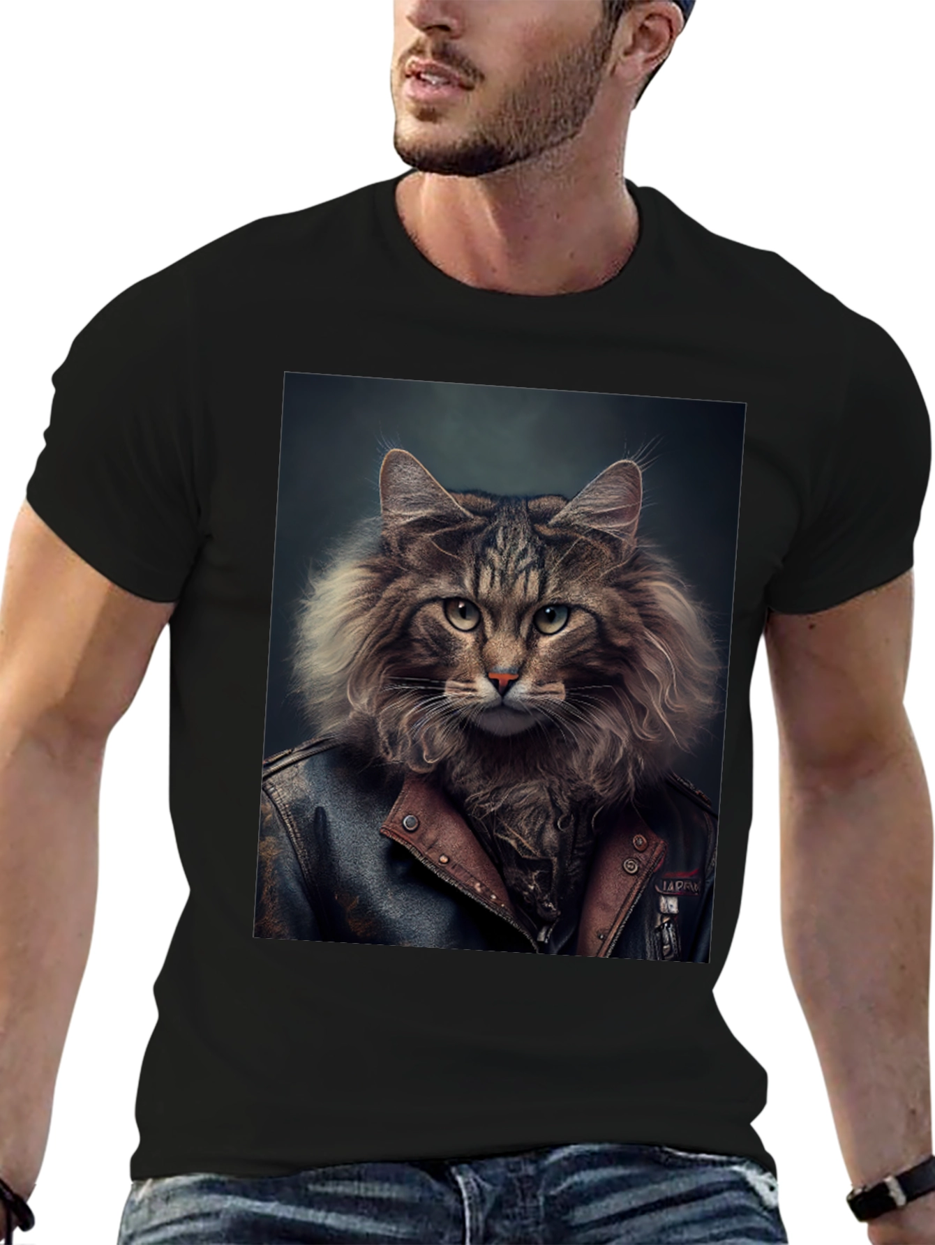 Cool Cat Biker T-Shirt - Unique Graphic Tee