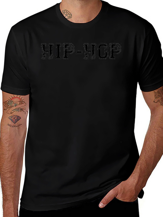 HIP-HOP Black Crew Neck T-Shirt