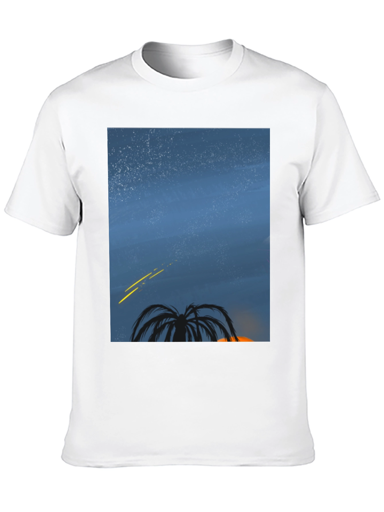 Night Sky Palm Tree Graphic Tee - Black