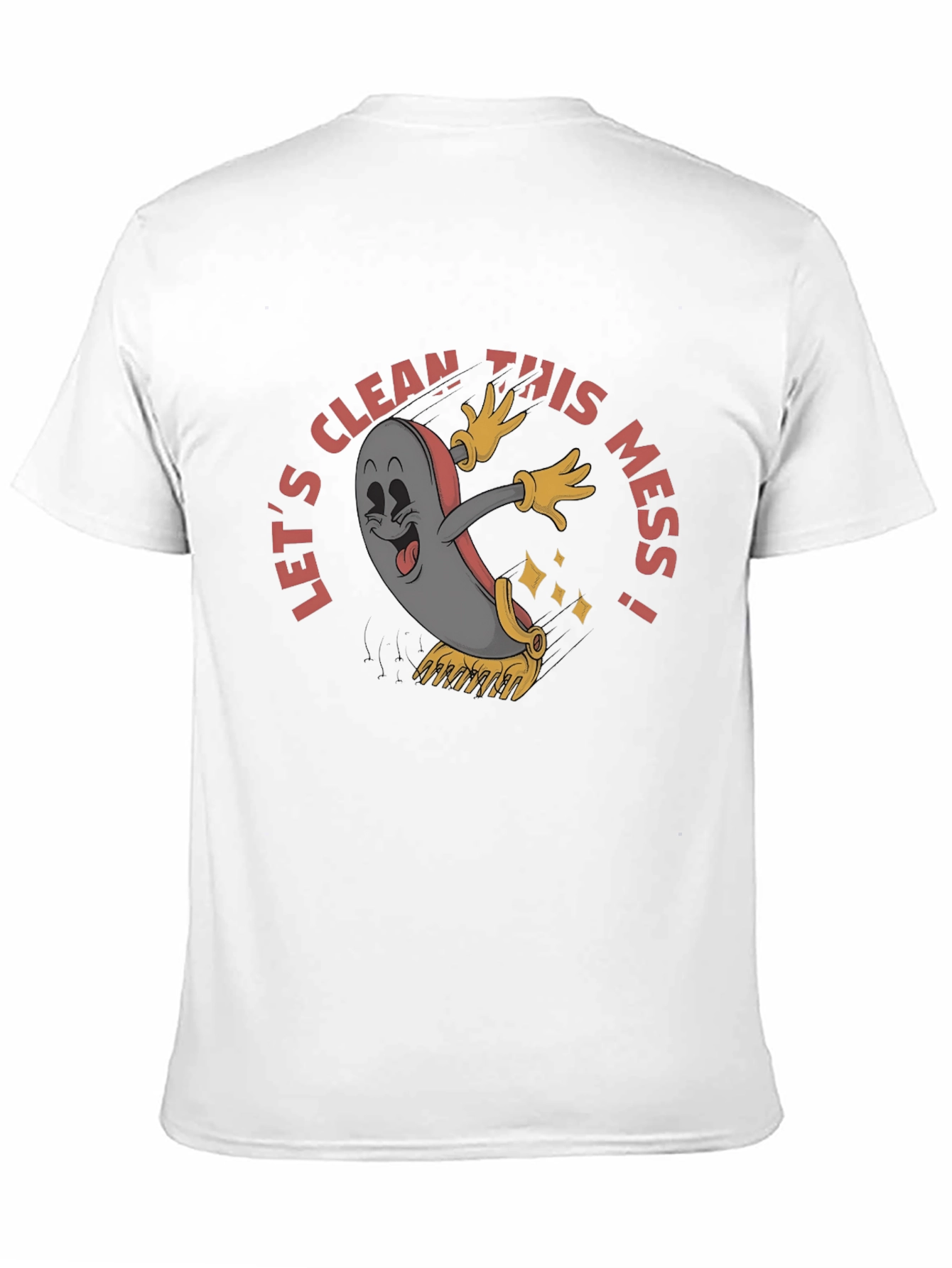 Lets Clean This Mess! Cartoon Black T-Shirt