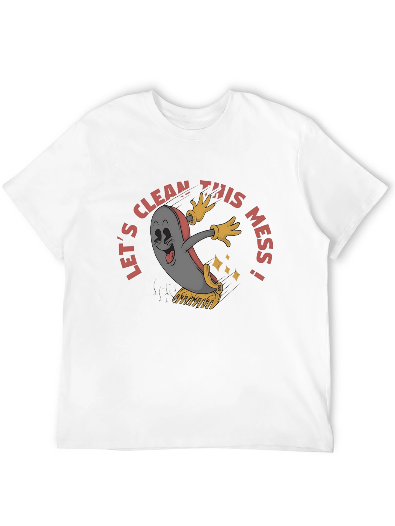 Lets Clean This Mess! Cartoon Black T-Shirt
