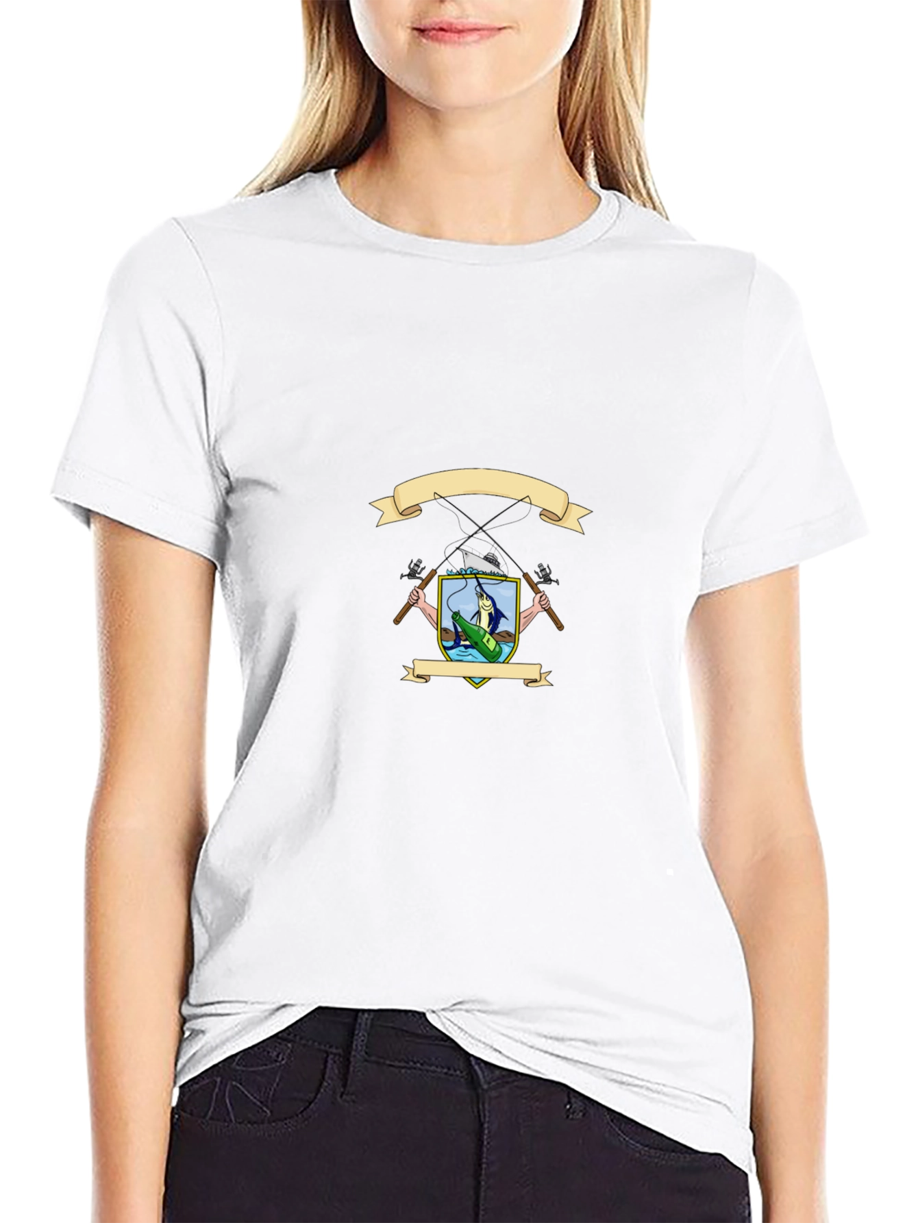 Fishing Crest Graphic T-Shirt - Black