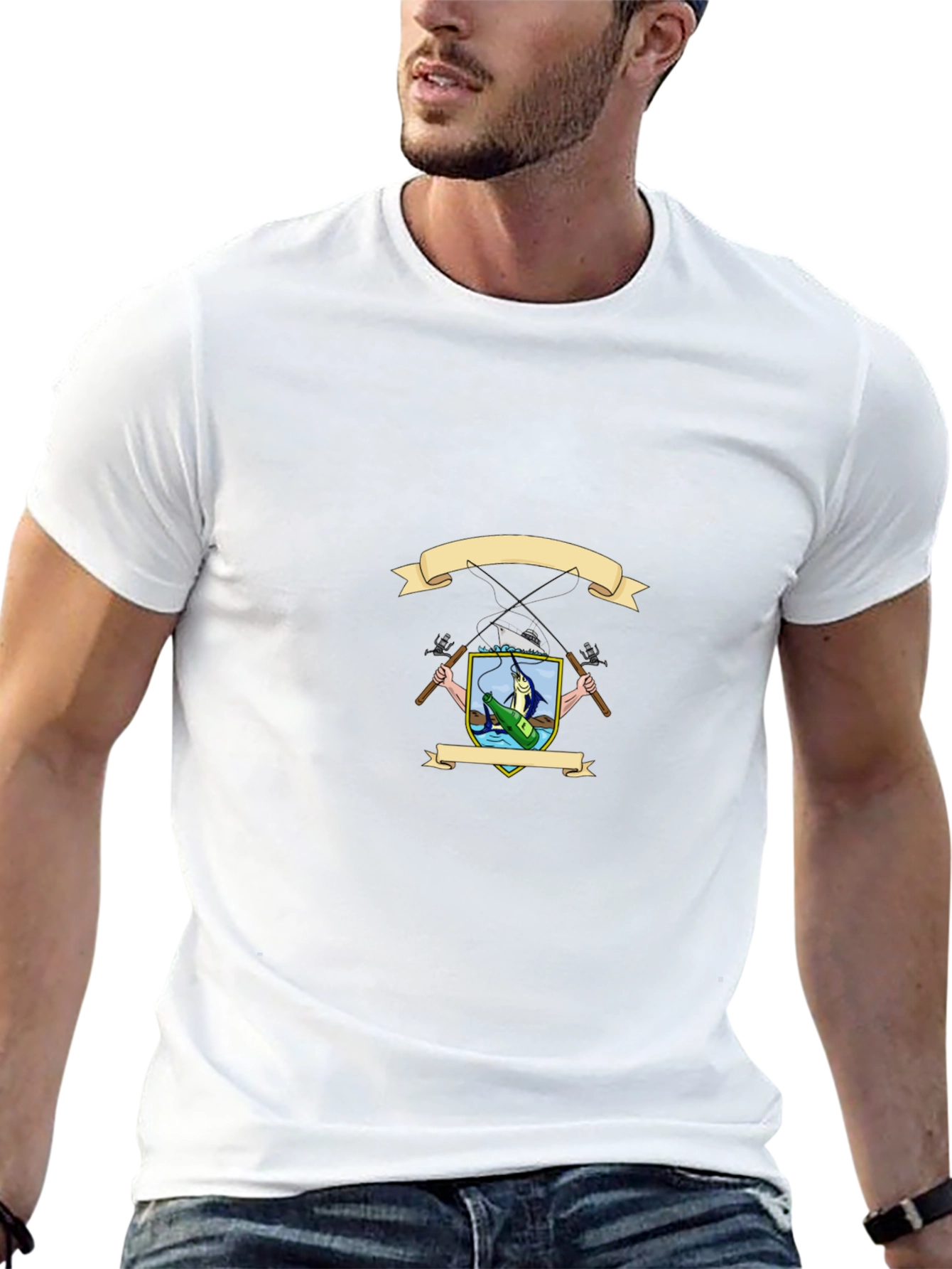 Fishing Crest Graphic T-Shirt - Black