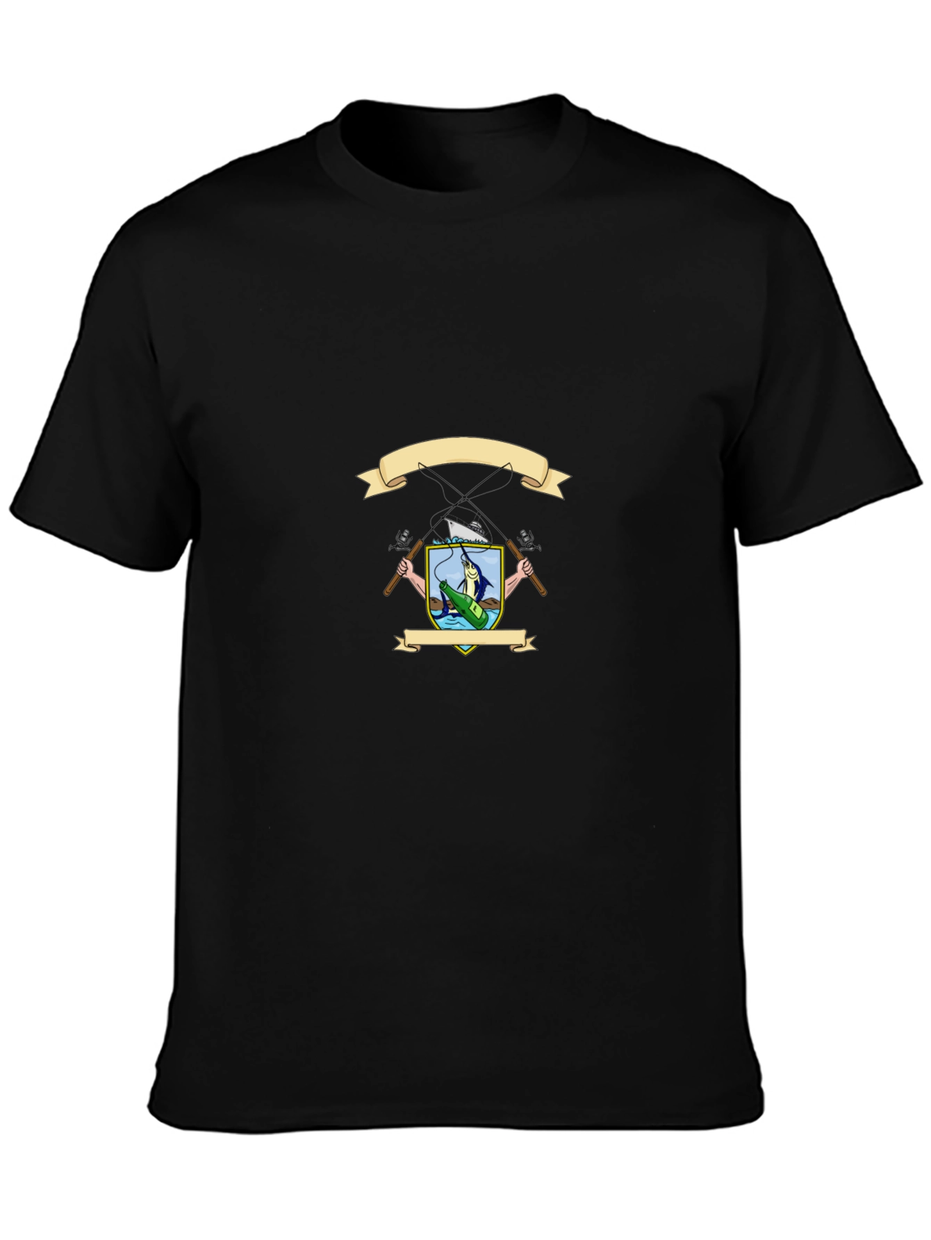 Fishing Crest Graphic T-Shirt - Black