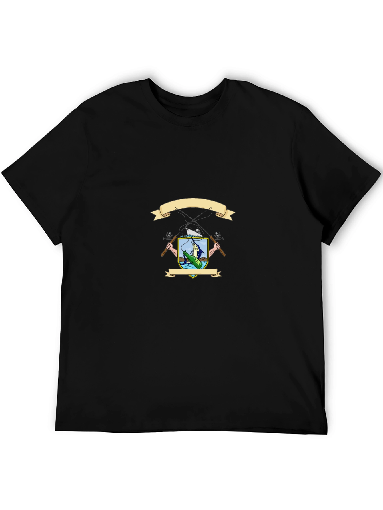 Fishing Crest Graphic T-Shirt - Black