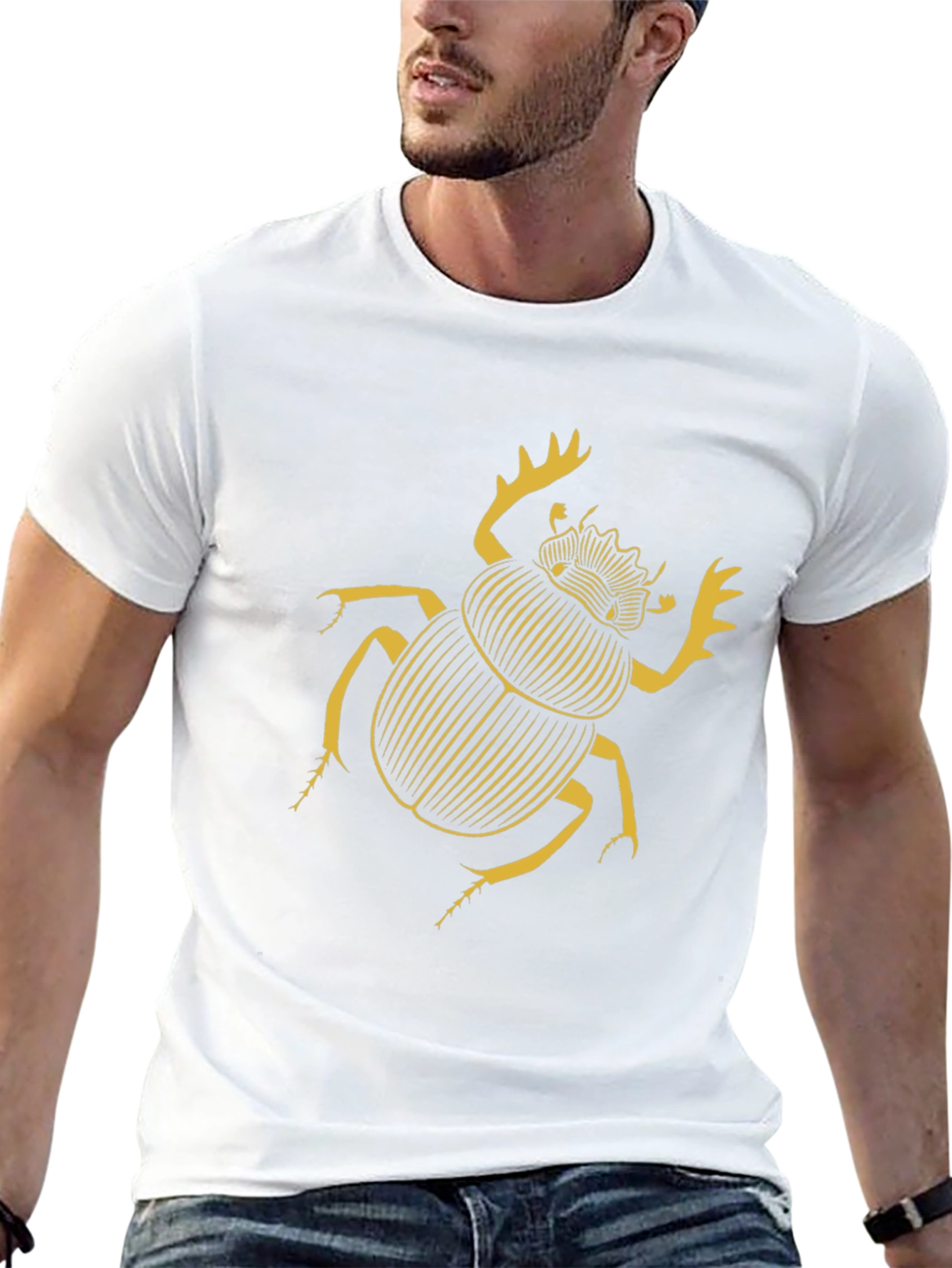 Scarab Beetle Graphic T-Shirt - Black Cotton Tee
