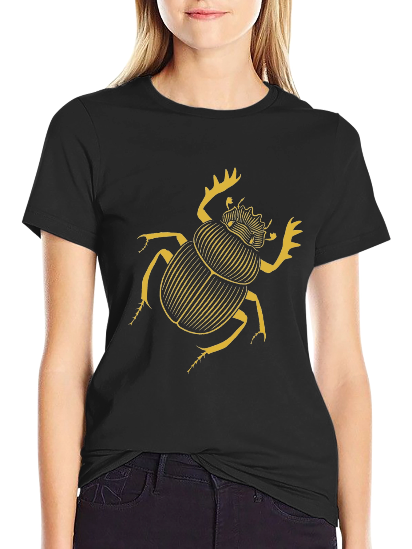 Scarab Beetle Graphic T-Shirt - Black Cotton Tee