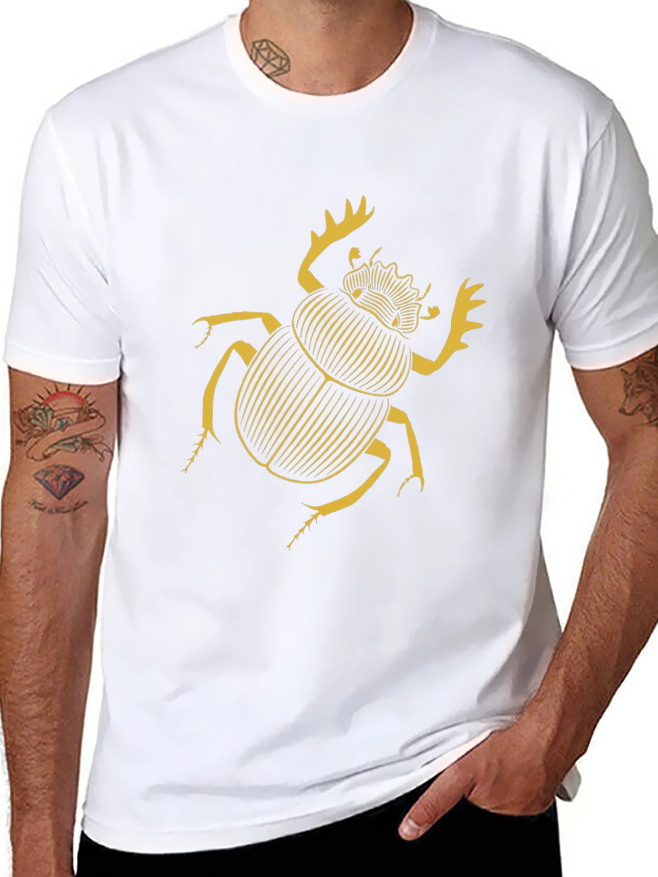 Scarab Beetle Graphic T-Shirt - Black Cotton Tee