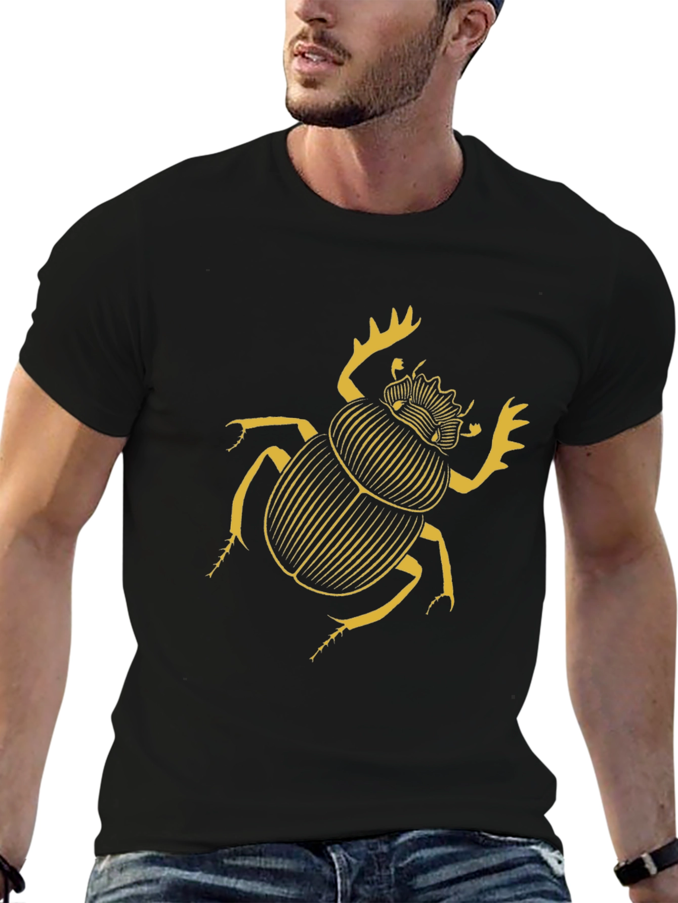 Scarab Beetle Graphic T-Shirt - Black Cotton Tee