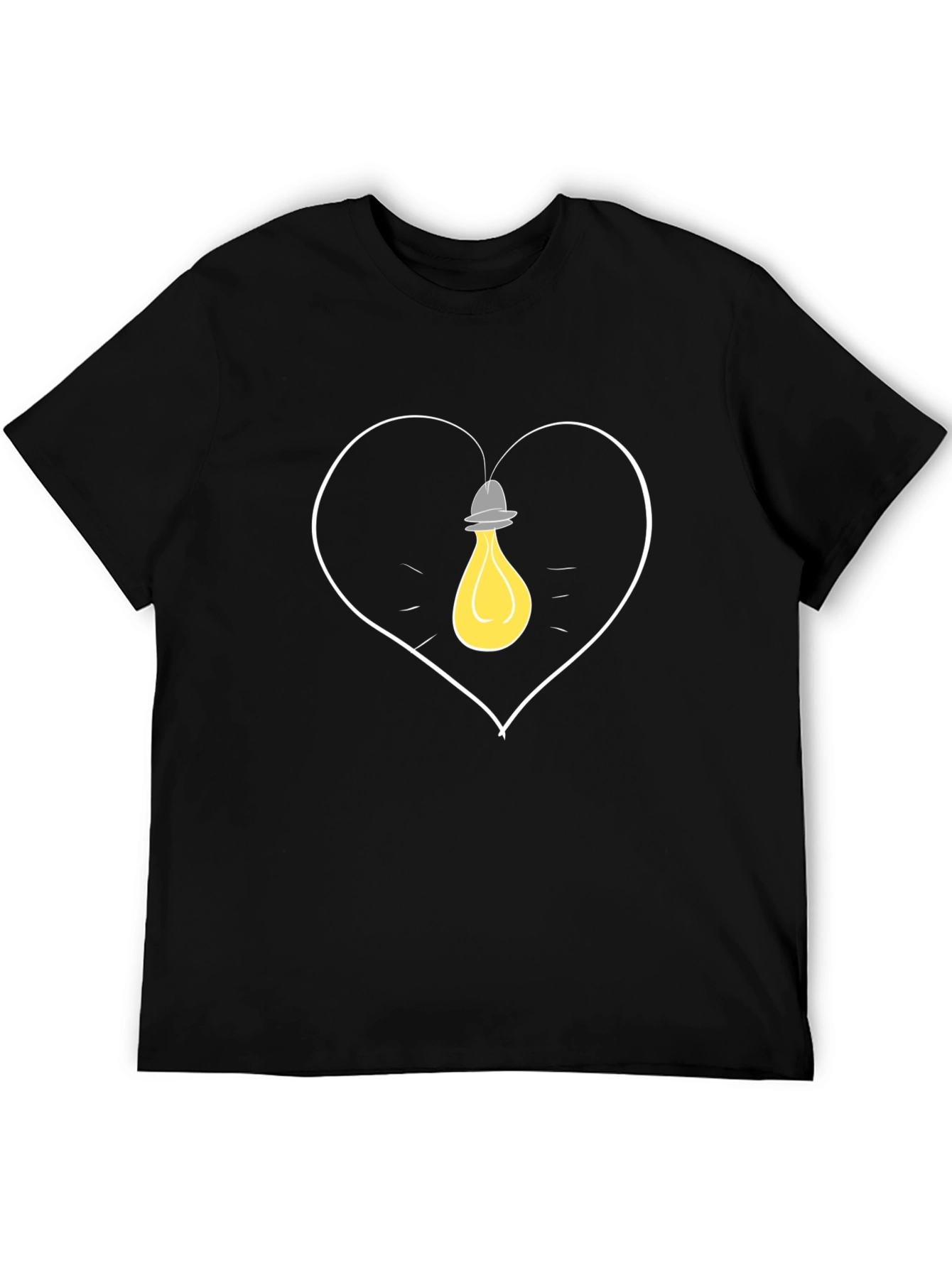 Heart Lightbulb Graphic Tee - Black