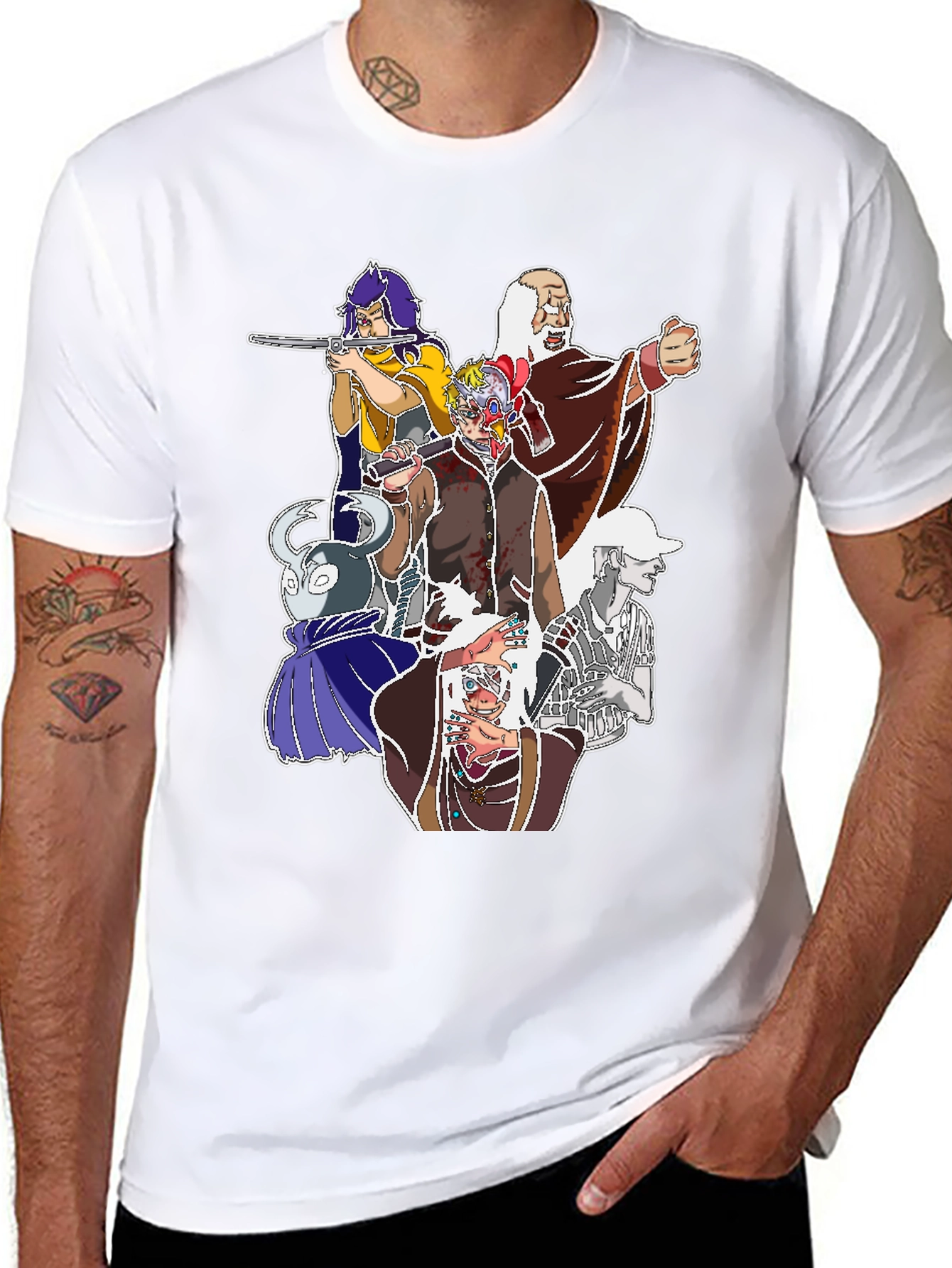 Unique Cartoon Graphic Print Black Tee