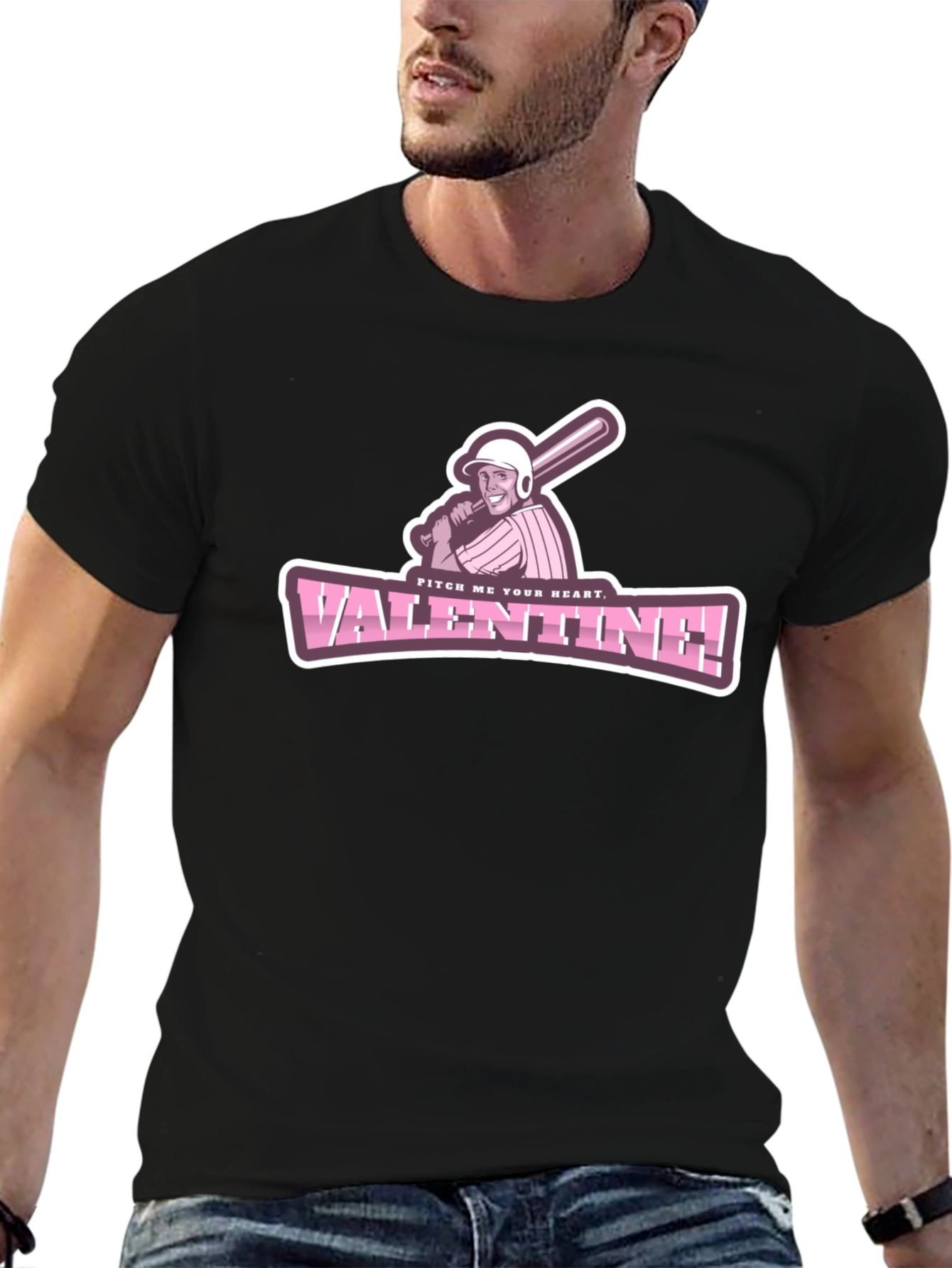 Pitch Me Your Heart Valentine Baseball T-Shirt