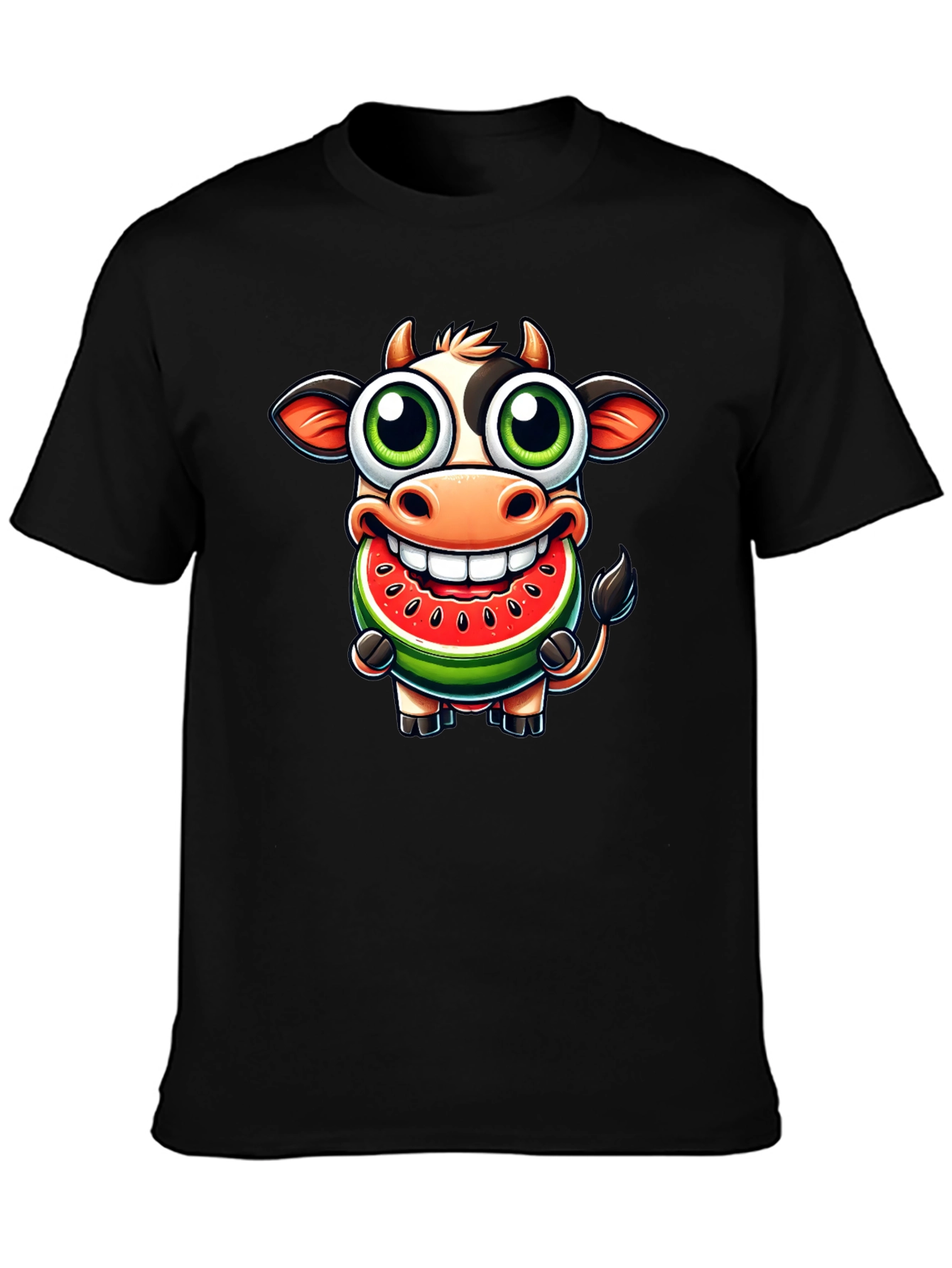 Funny Cow Watermelon Cartoon T-Shirt