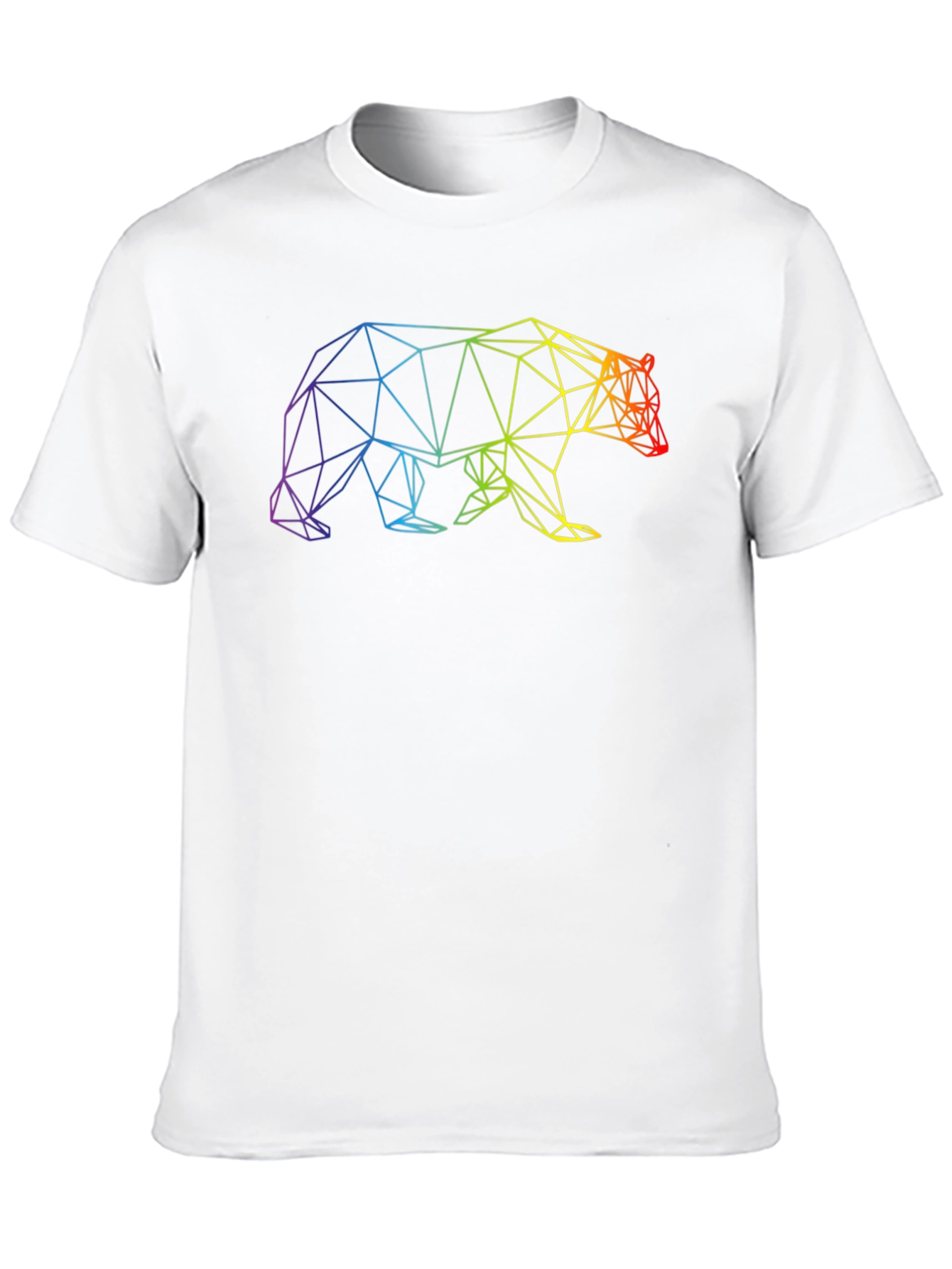 Geometric Bear Graphic T-Shirt - Rainbow Design